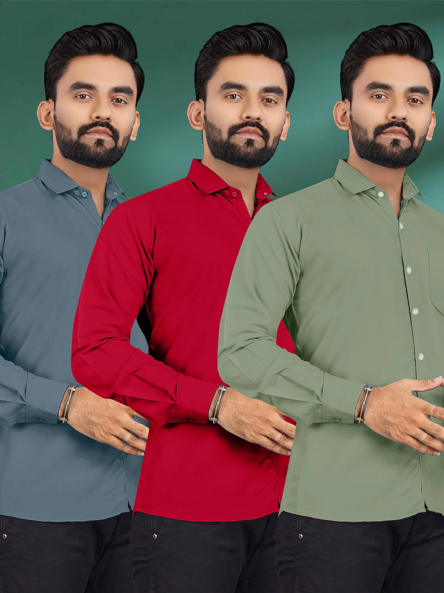     			ALY JH0N Cotton Regular Fit Full Sleeves Men's Formal Shirt - Multicolor 7 ( Pack of 3 )