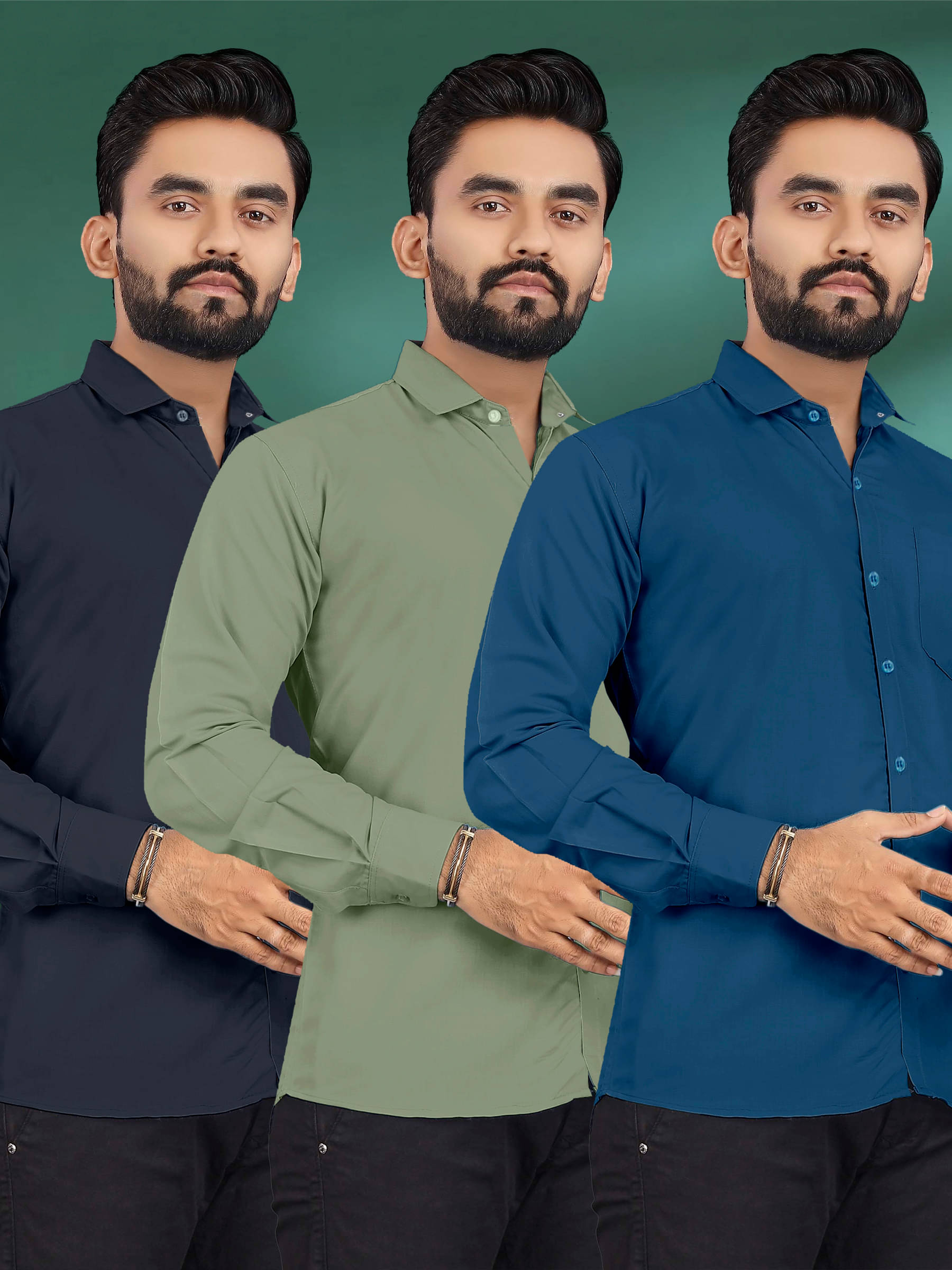    			ALY JH0N Cotton Regular Fit Full Sleeves Men's Formal Shirt - Multicolor 3 ( Pack of 3 )