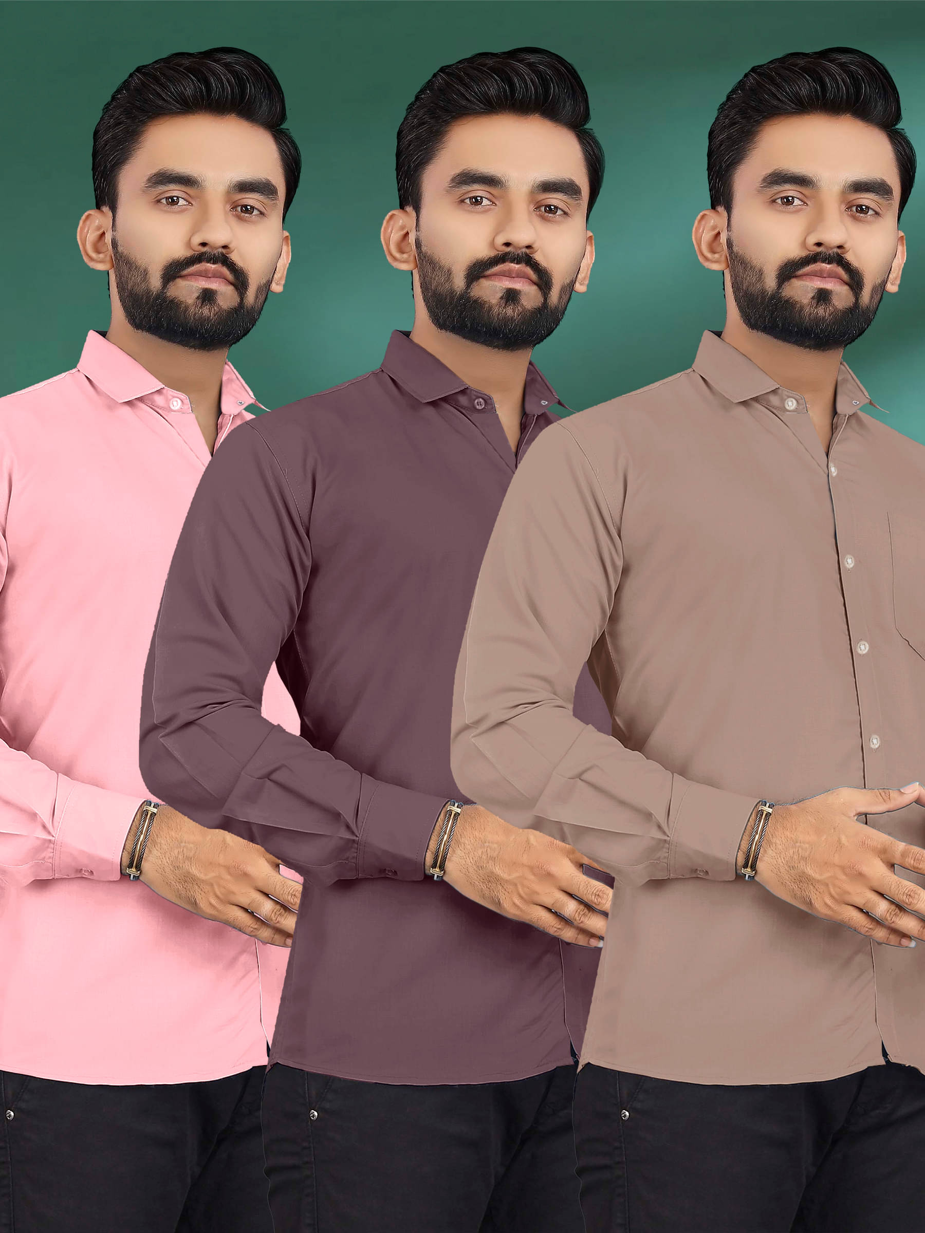     			ALY JH0N Cotton Regular Fit Full Sleeves Men's Formal Shirt - Multicolor 12 ( Pack of 3 )