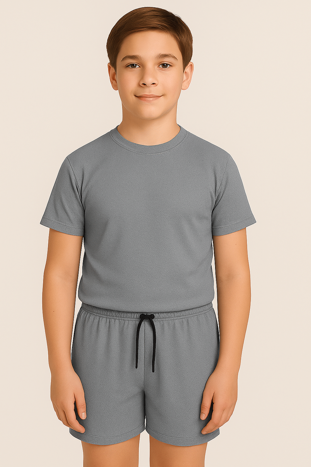     			ALY JH0N Pack of 1 Boys Cotton T-Shirt & Shorts Set ( Grey )