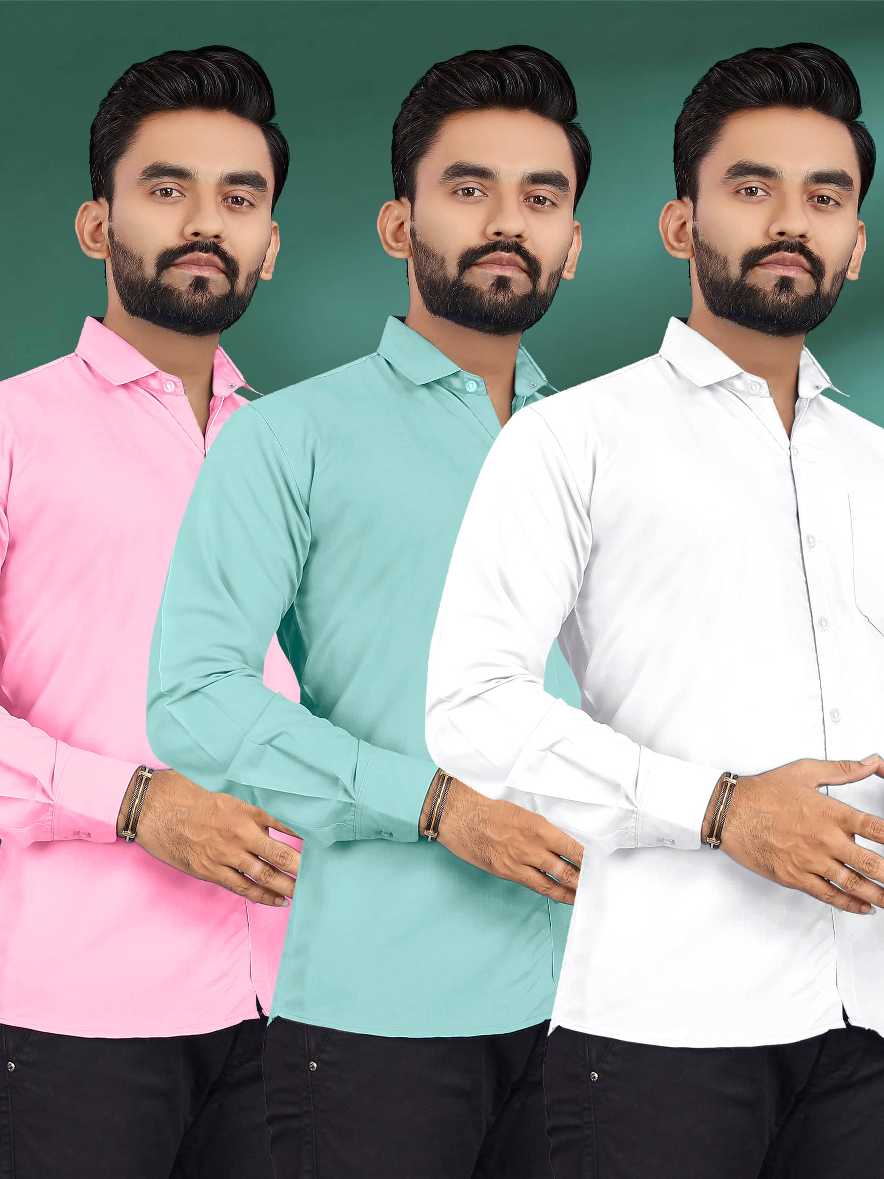     			ALY JOHN Cotton Regular Fit Full Sleeves Men's Formal Shirt - Multicolor 6 ( Pack of 3 )