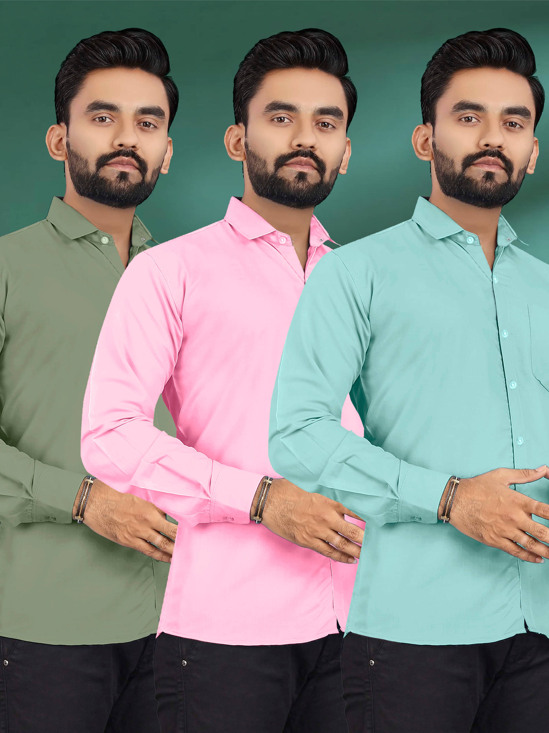     			ALY JOHN Cotton Regular Fit Full Sleeves Men's Formal Shirt - Multicolor 10 ( Pack of 3 )