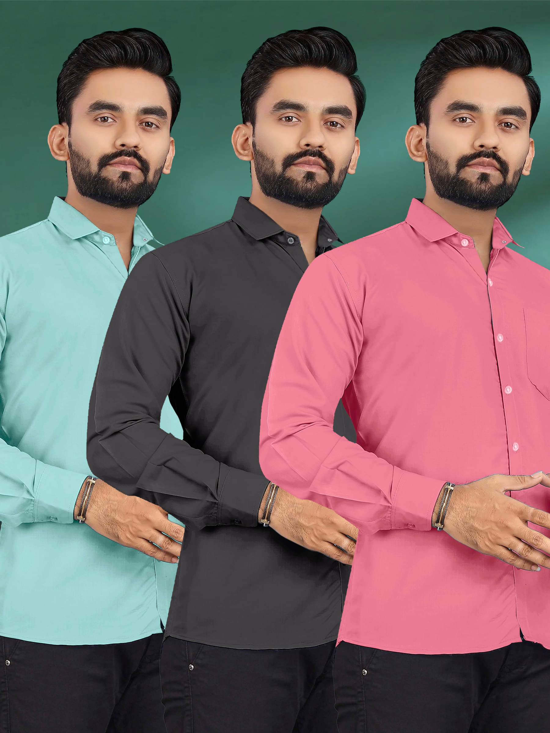     			ALY JOHN Cotton Regular Fit Full Sleeves Men's Formal Shirt - Multicolor 1 ( Pack of 3 )