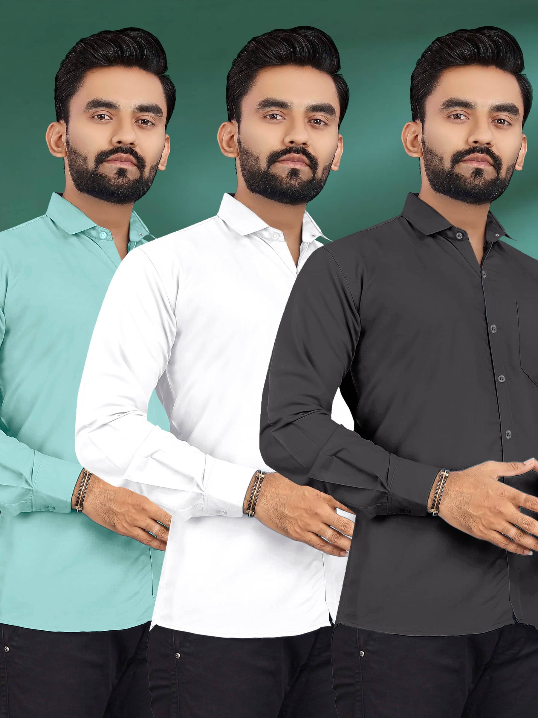     			ALY JOHN Cotton Regular Fit Full Sleeves Men's Formal Shirt - Multicolor 3 ( Pack of 3 )
