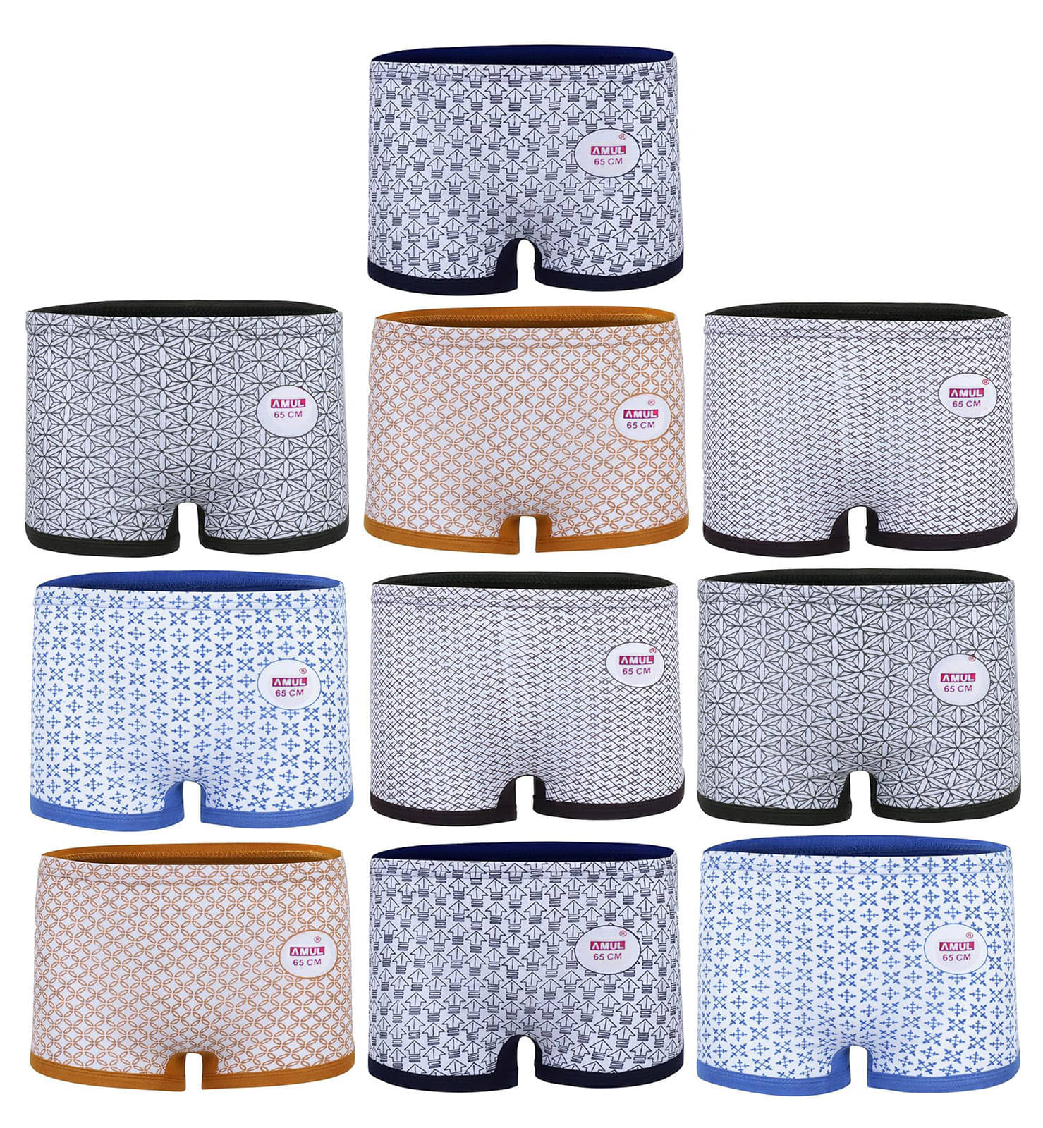     			Amul comfy Pack of 10 Cotton Bloomers For Girls ( Multicolor )