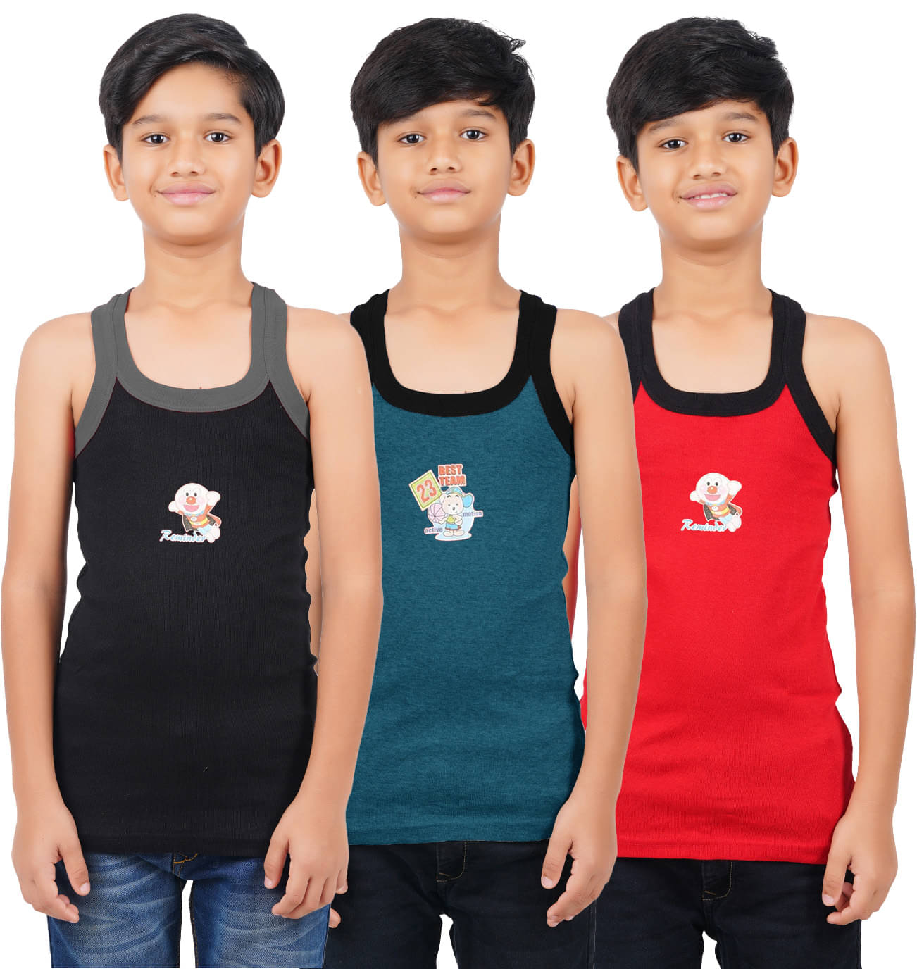     			Amul comfy Pack of 3 Boys Cotton Vest ( Multicolor 4 )
