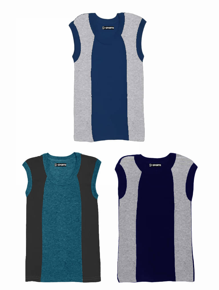     			Amul comfy Pack of 3 Boys Cotton Vest ( Multicolor 4 )