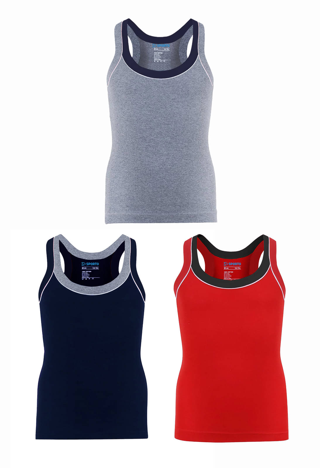 Amul comfy Pack of 3 Boys Cotton Vest ( Multicolor 7 ) Amul comfy Pack of 3 Boys Cotton Vest ( Multicolor 7 )