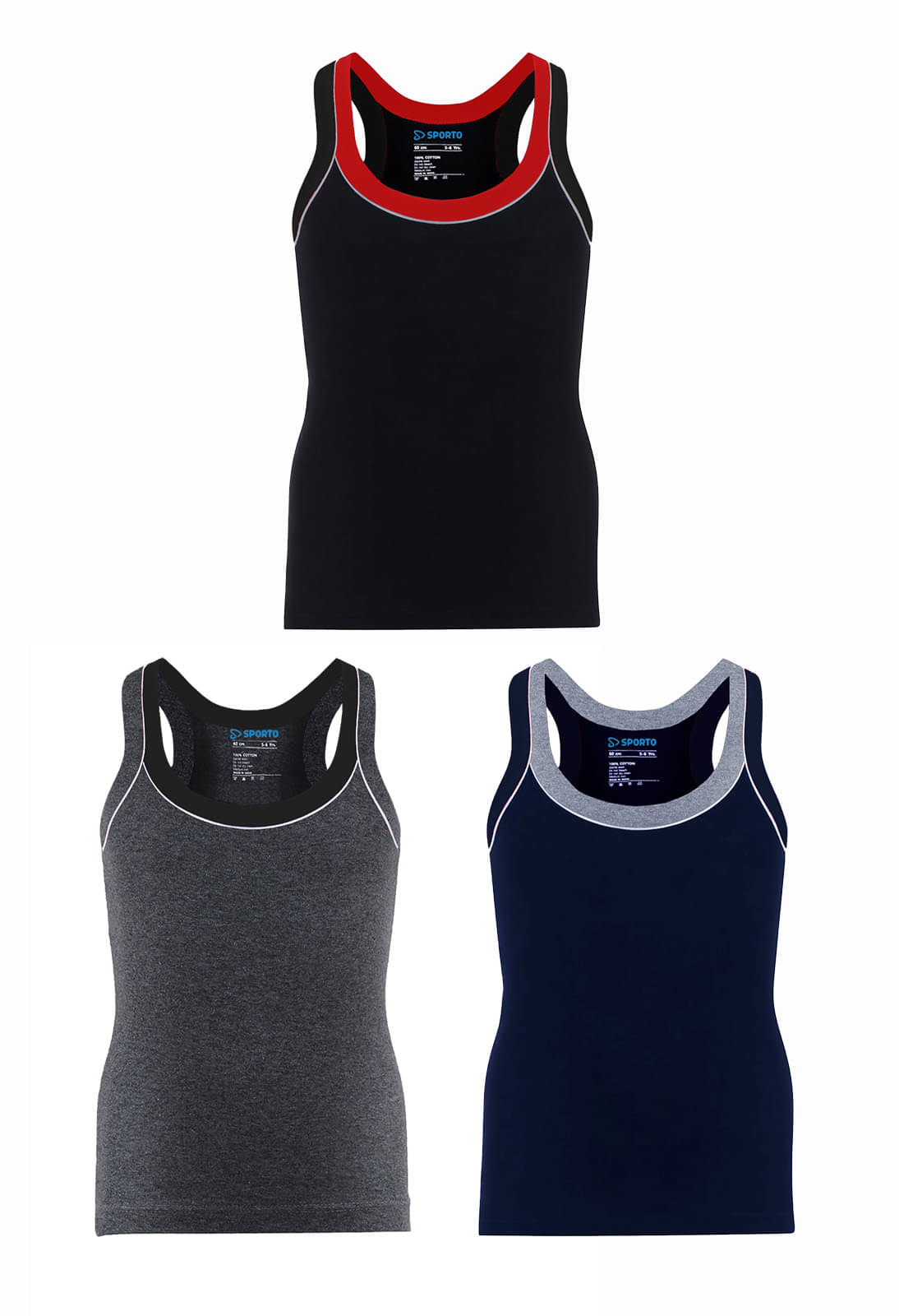     			Amul comfy Pack of 3 Boys Cotton Vest ( Multicolor 2 )