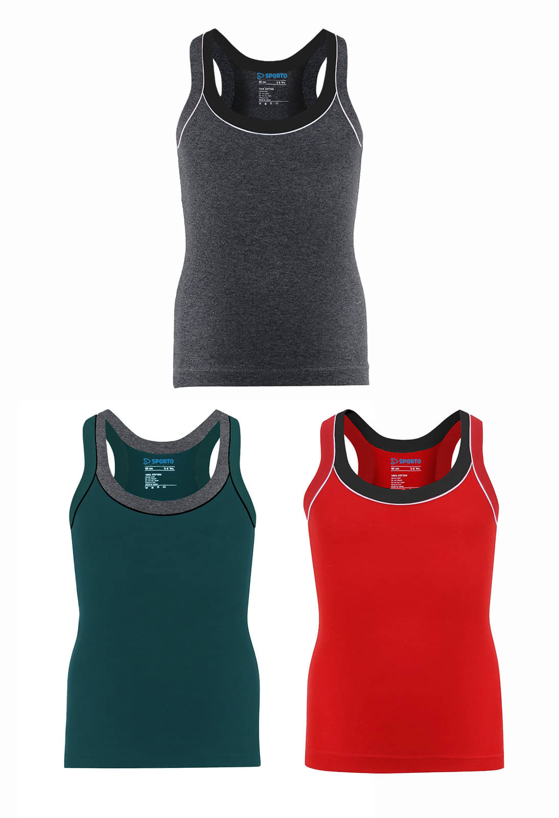     			Amul comfy Pack of 3 Boys Cotton Vest ( Multicolor 5 )