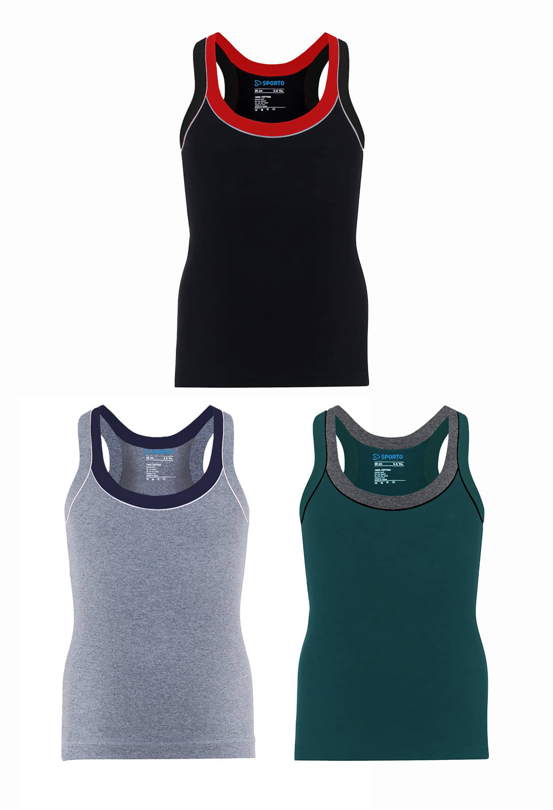     			Amul comfy Pack of 3 Boys Cotton Vest ( Multicolor 6 )