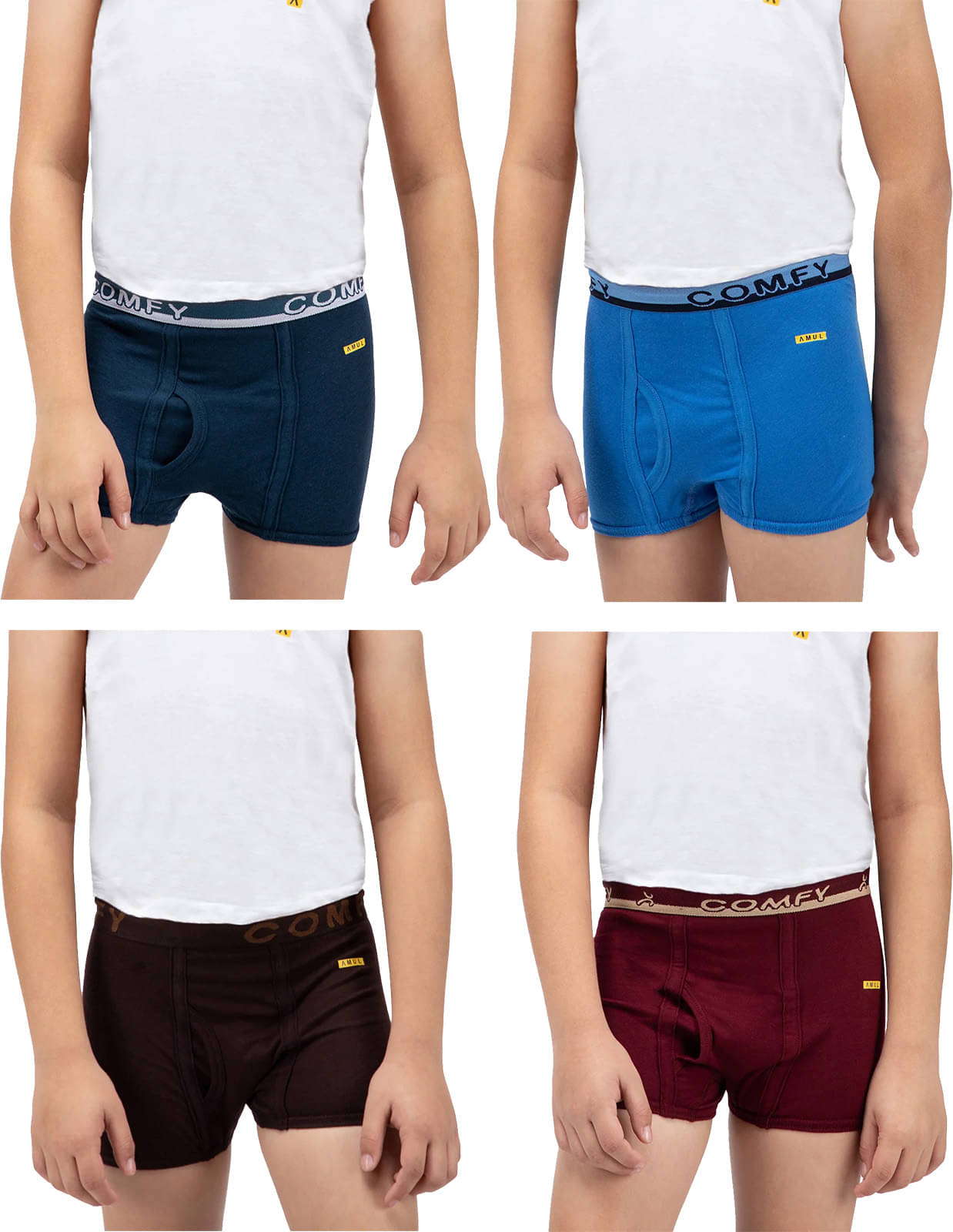     			Amul comfy Pack of 4 Boys Cotton Trunks ( Multicolor )
