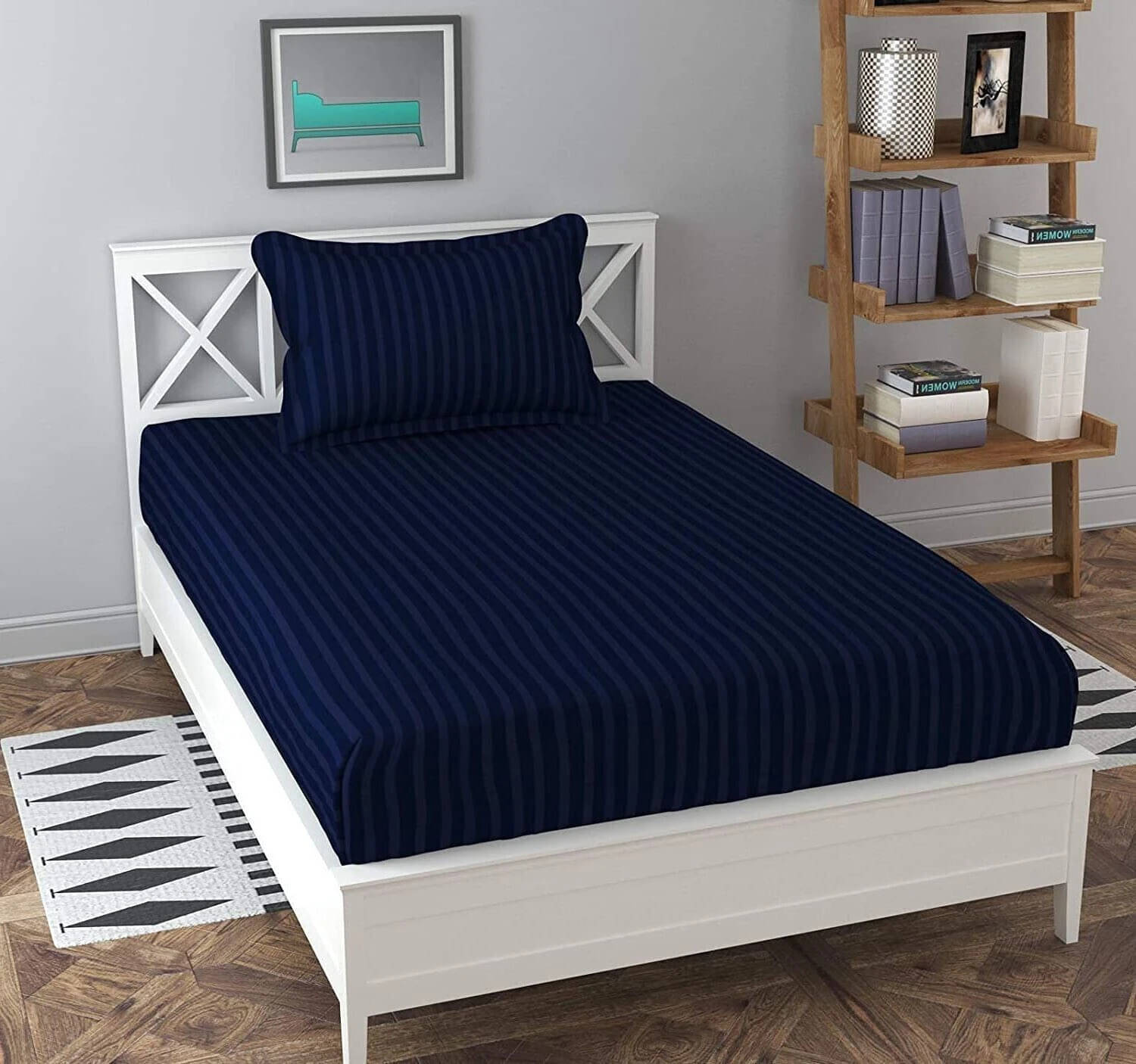     			Bromwick Microfiber 1 Single Bedsheet with 1 Pillow Cover ( Blue )