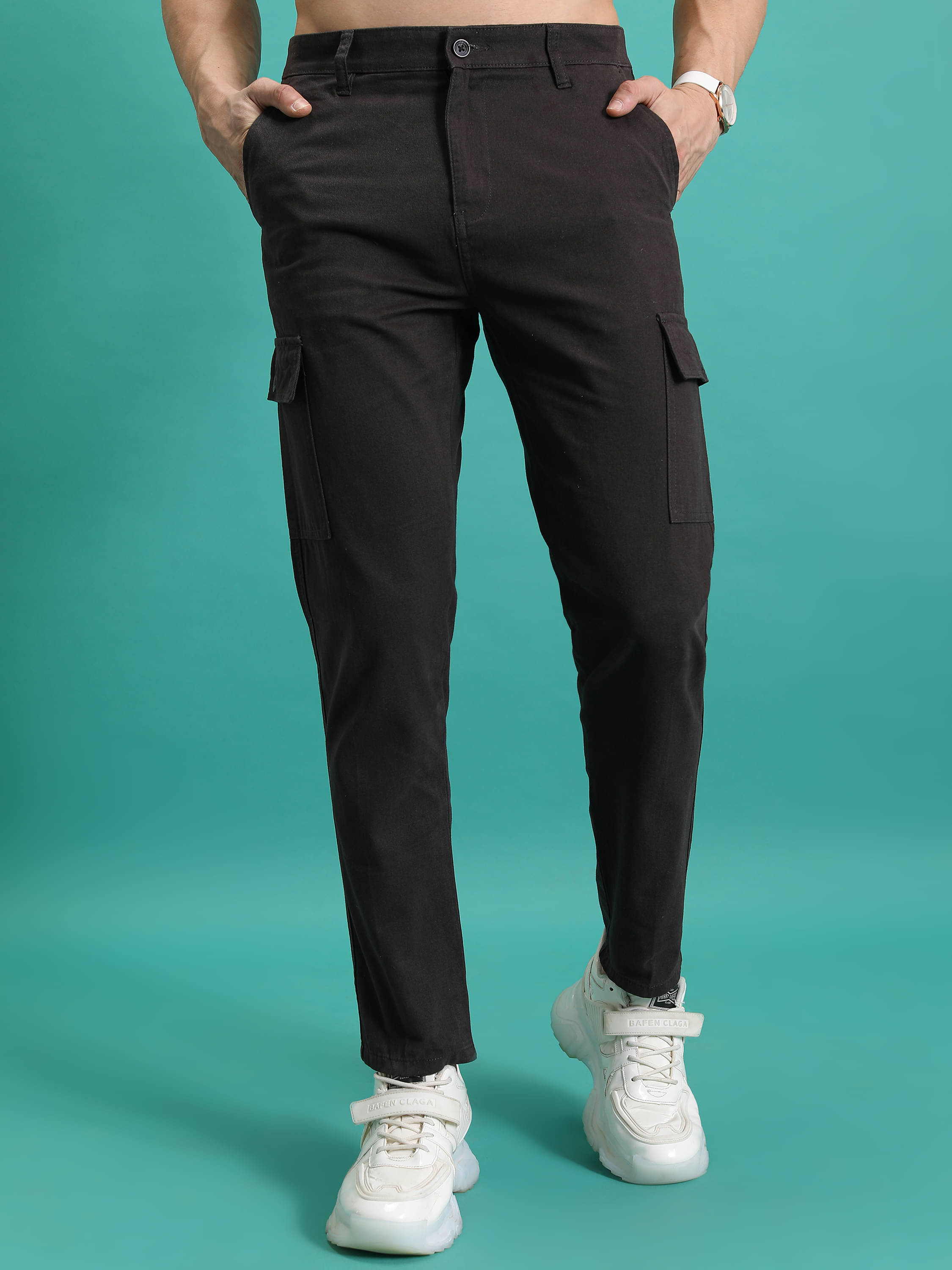     			Highlander Straight Men's Chinos - Dark Grey ( Pack of 1 )