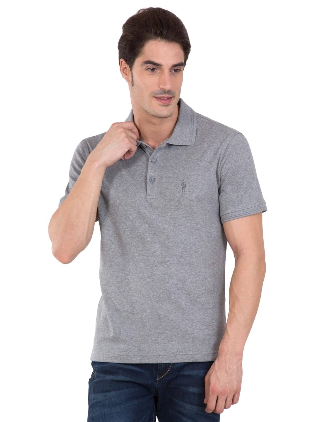     			Jockey Men Cotton Regular Fit Solid Polo T Shirt ( Grey )