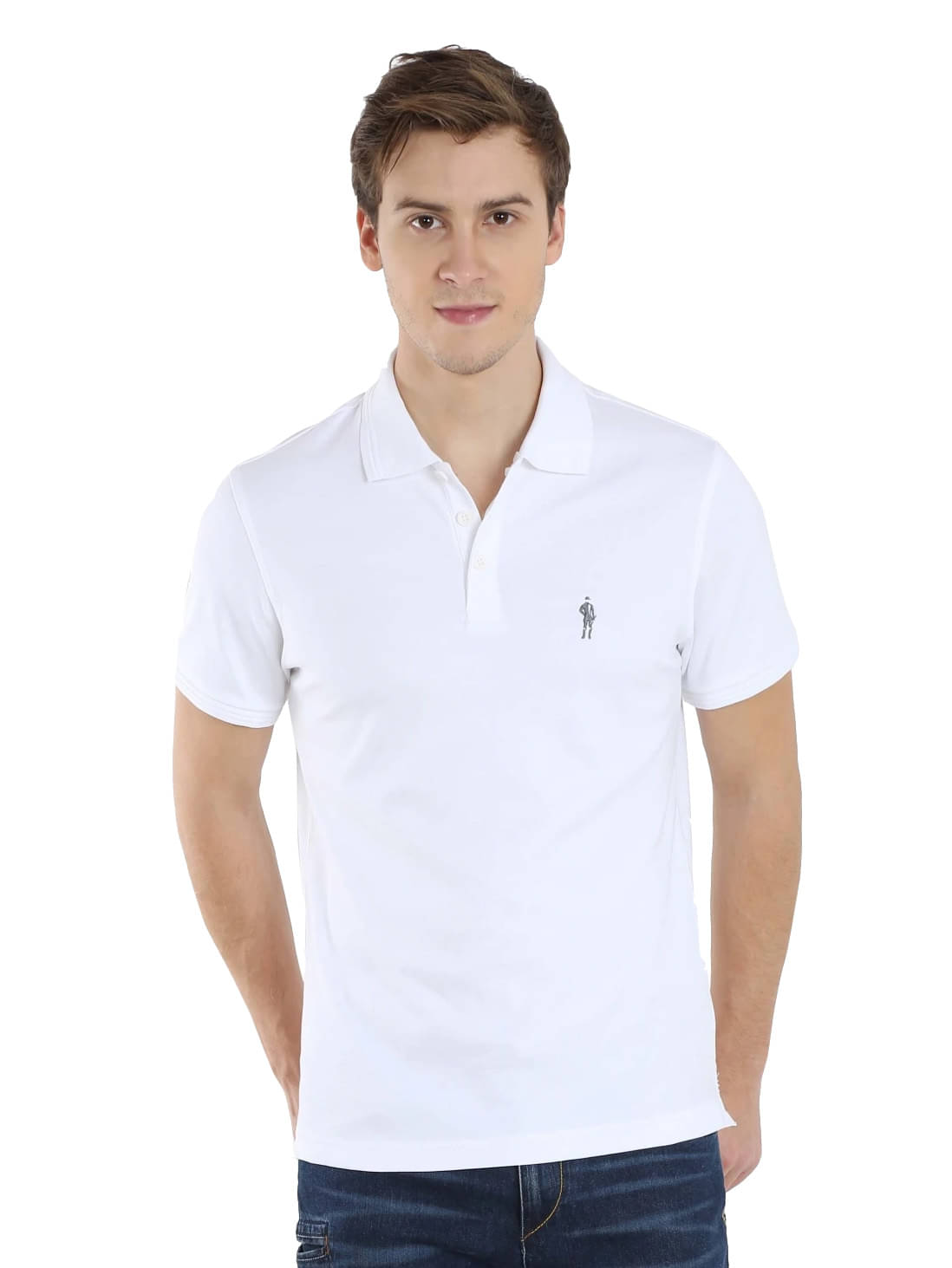     			Jockey Men Cotton Regular Fit Solid Polo T Shirt ( White )