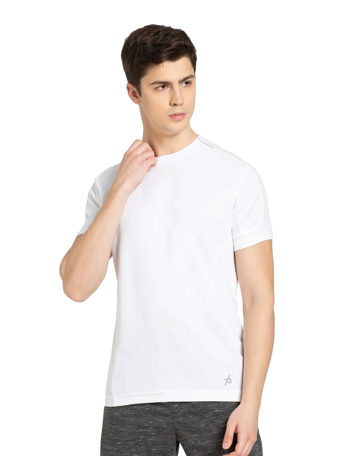     			Jockey Men Polyester Regular Fit Solid T-Shirt ( White )