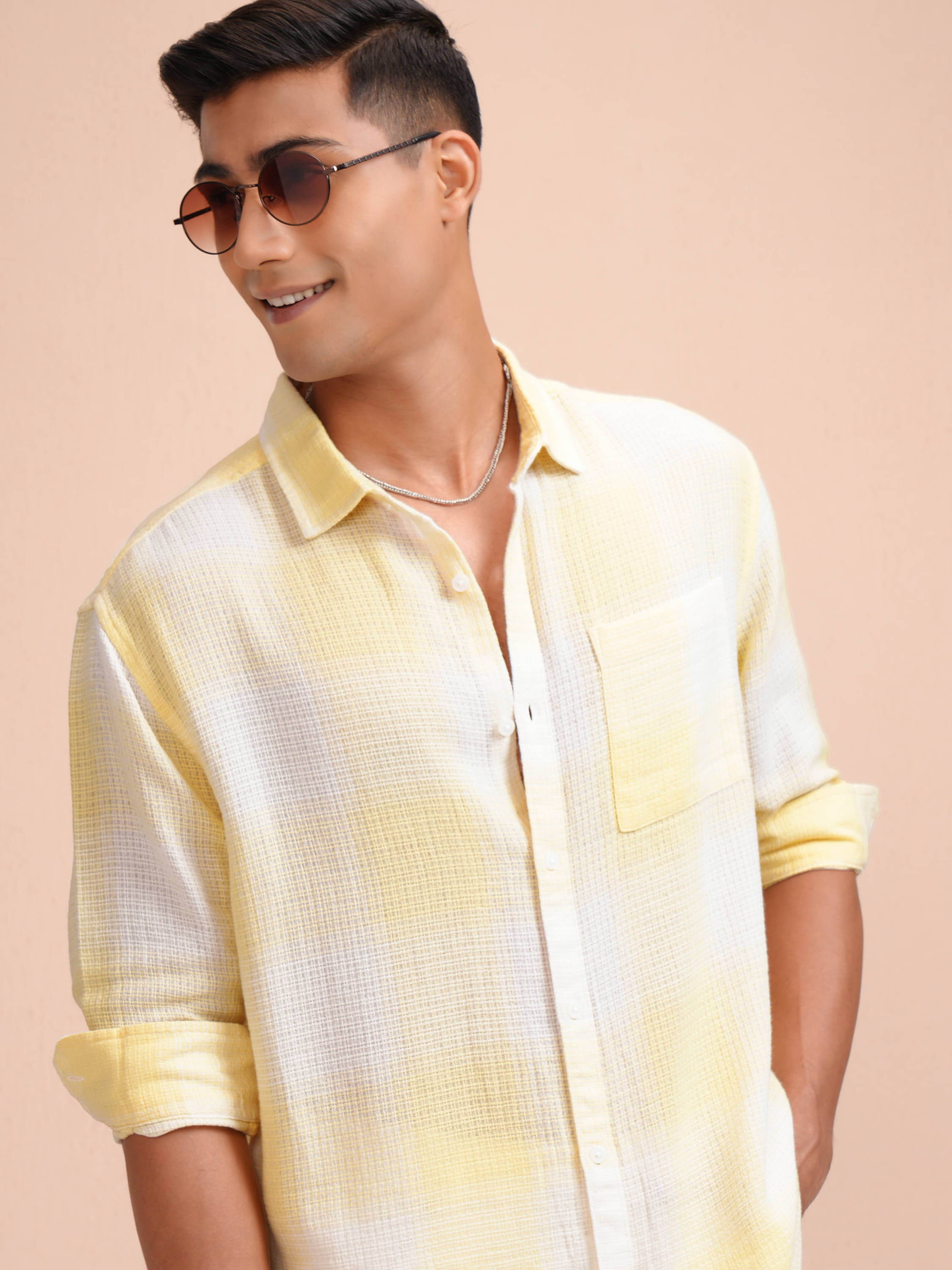     			Locomotive 100% Cotton Relaxed Fit Checks Full Sleeves Men's Casual Shirt - Yellow ( Pack of 1 )