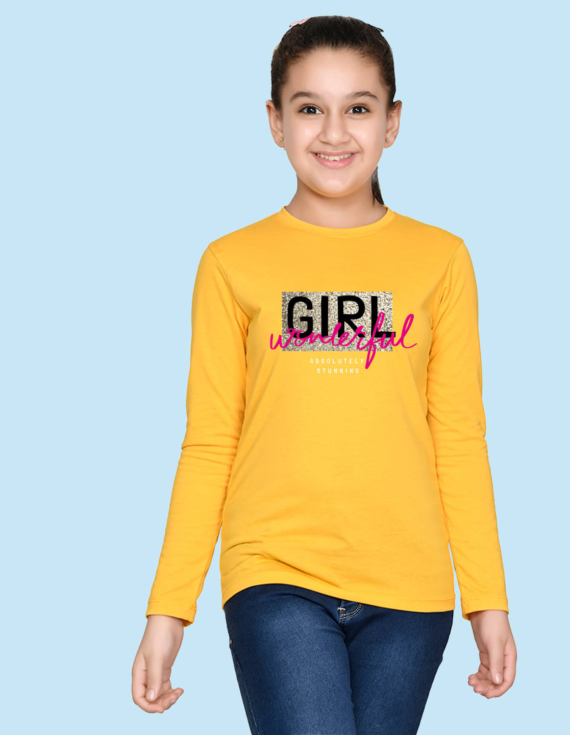     			Nusyl Pack of 1 Girls Cotton Blend T-Shirt ( Yellow )