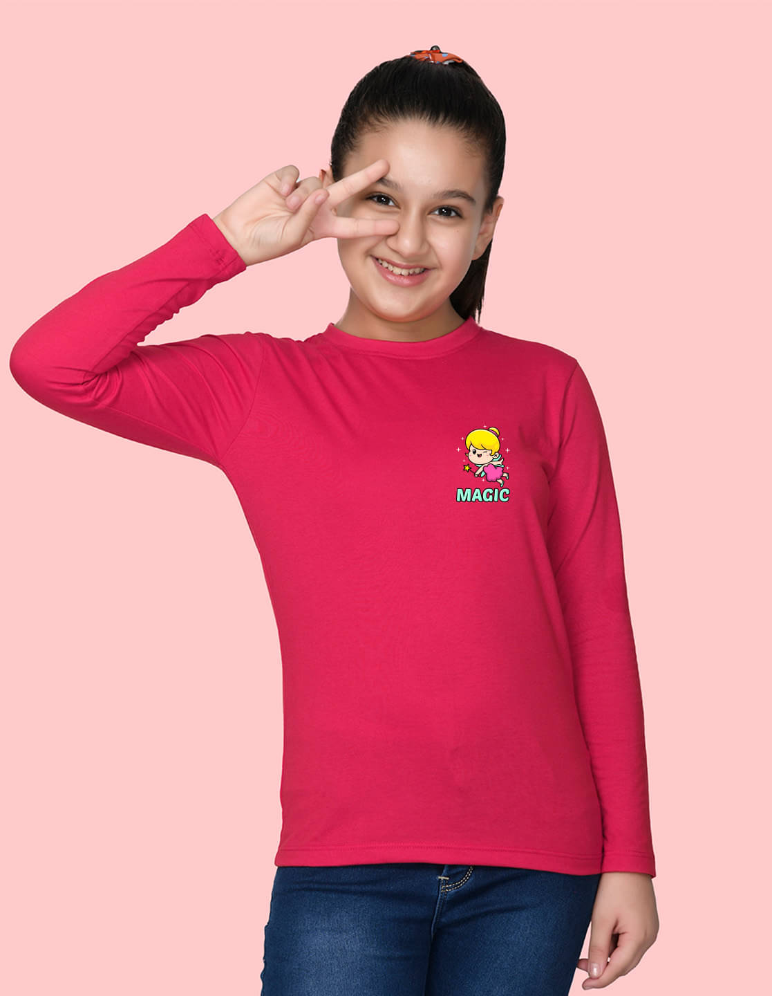     			Nusyl Pack of 1 Girls Cotton Blend T-Shirt ( Pink )