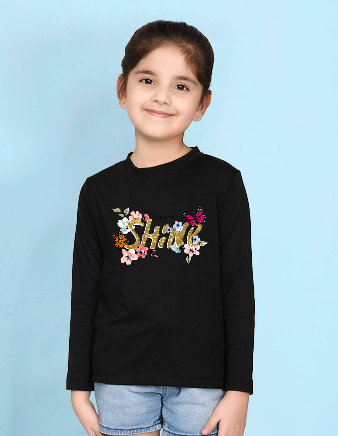     			Nusyl Pack of 1 Girls Cotton Blend T-Shirt ( Black )