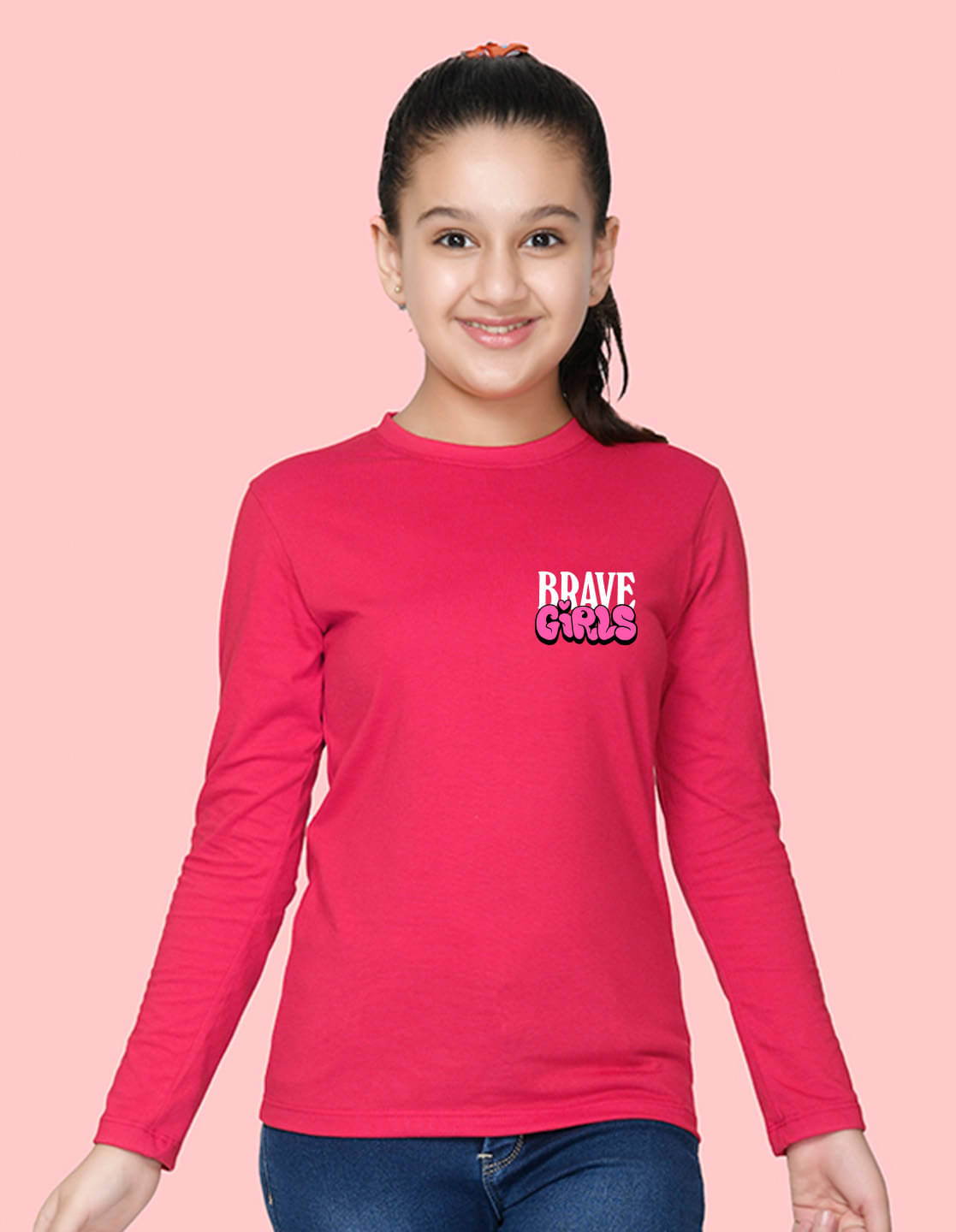     			Nusyl Pack of 1 Girls Cotton Blend T-Shirt ( Pink )