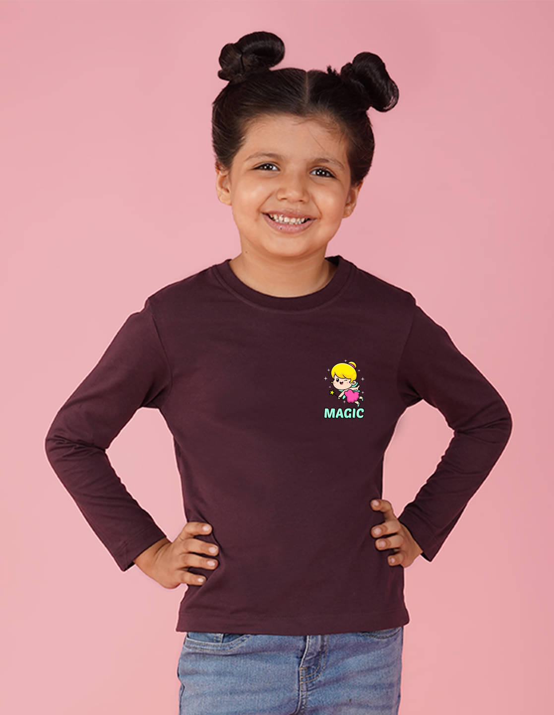     			Nusyl Pack of 1 Girls Cotton Blend T-Shirt ( Maroon )