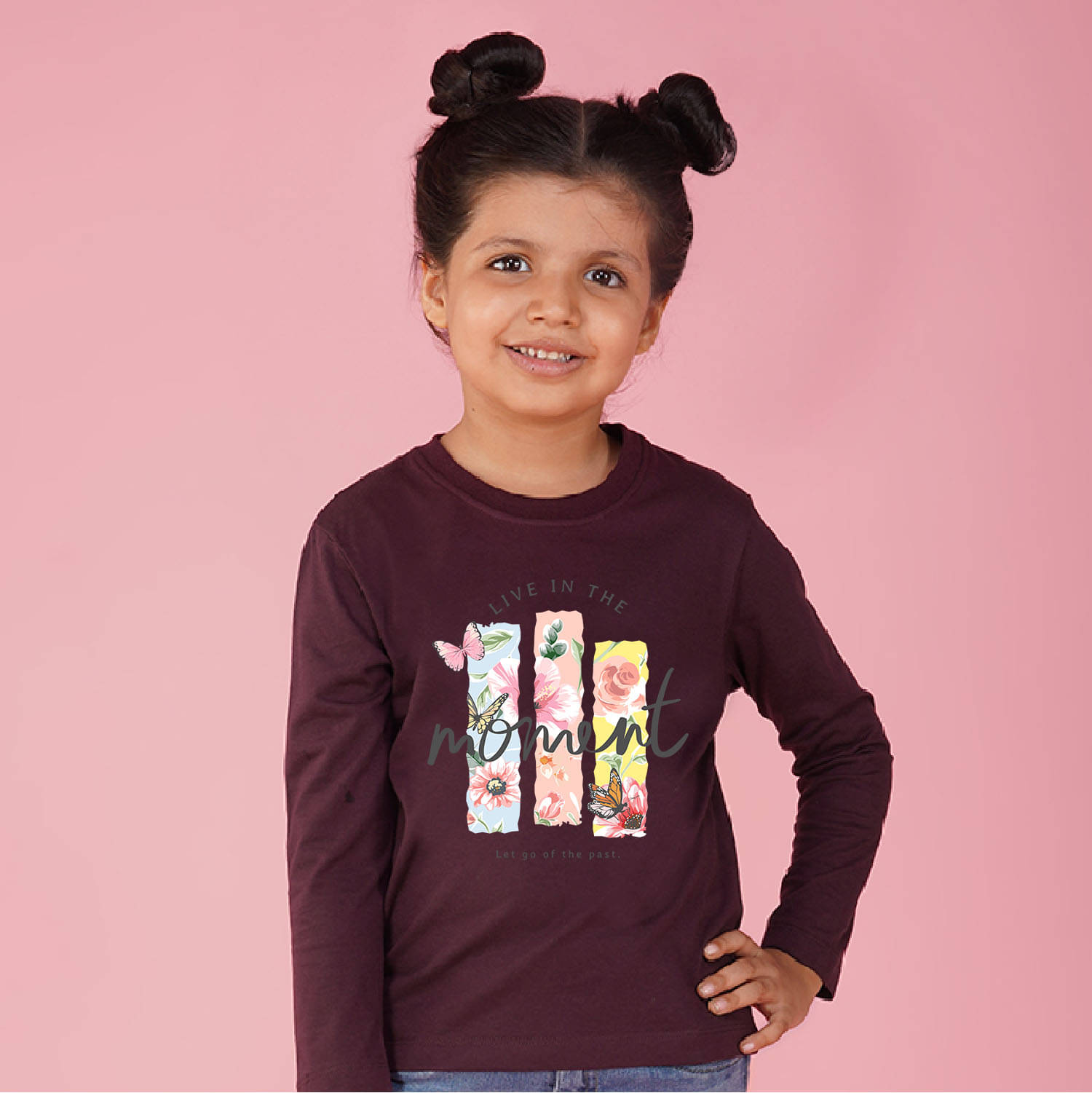     			Nusyl Pack of 1 Girls Cotton Blend T-Shirt ( Maroon )