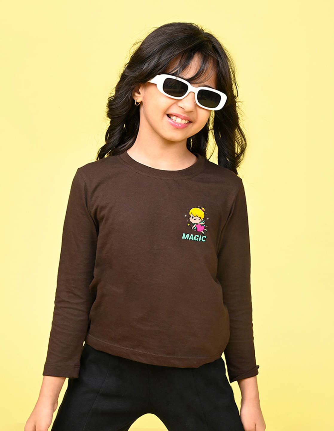     			Nusyl Pack of 1 Girls Cotton Blend T-Shirt ( Brown )