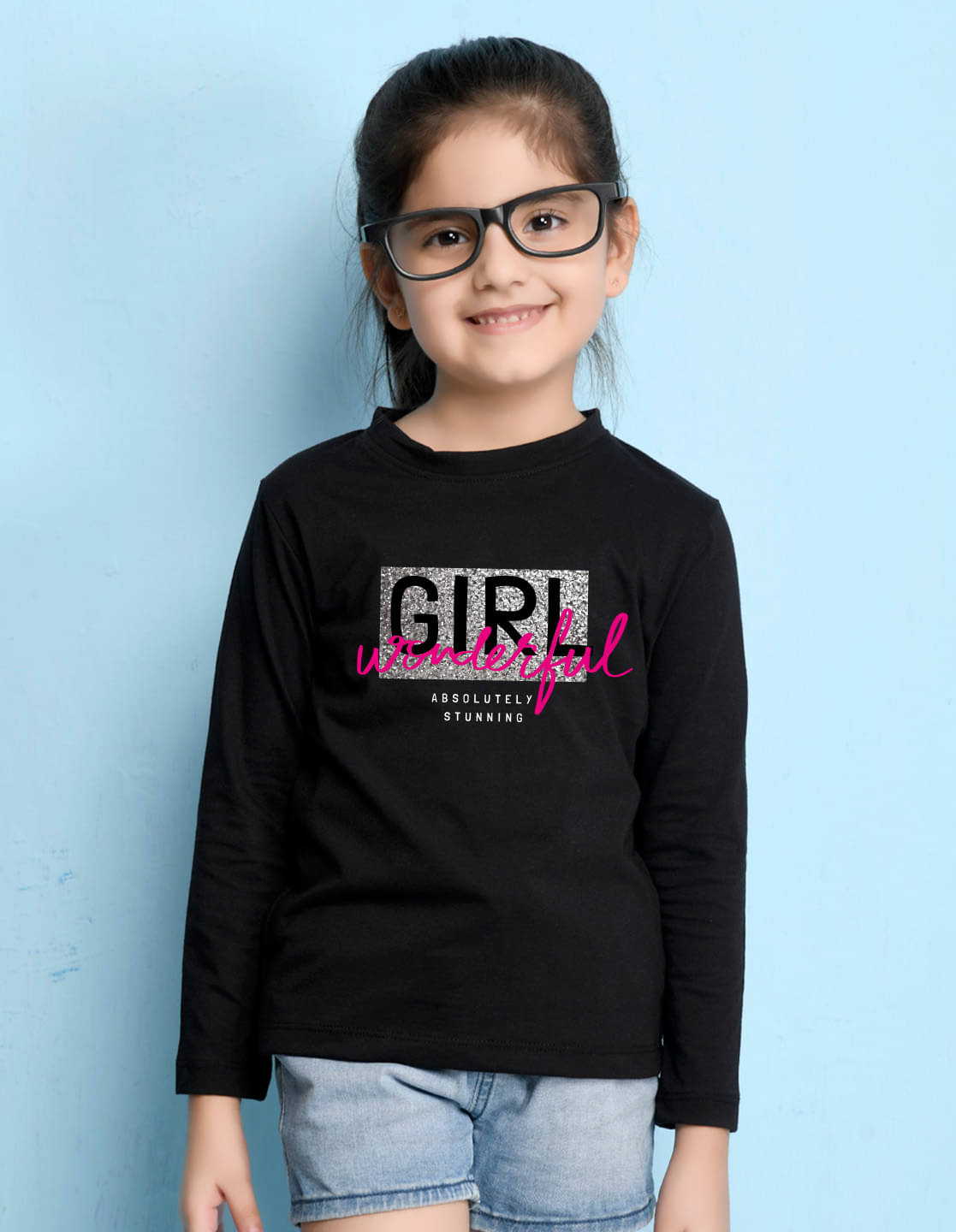     			Nusyl Pack of 1 Girls Cotton Blend T-Shirt ( Black )