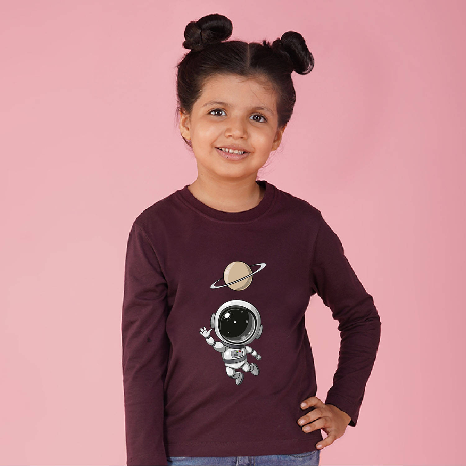     			Nusyl Pack of 1 Girls Cotton Blend T-Shirt ( Maroon )