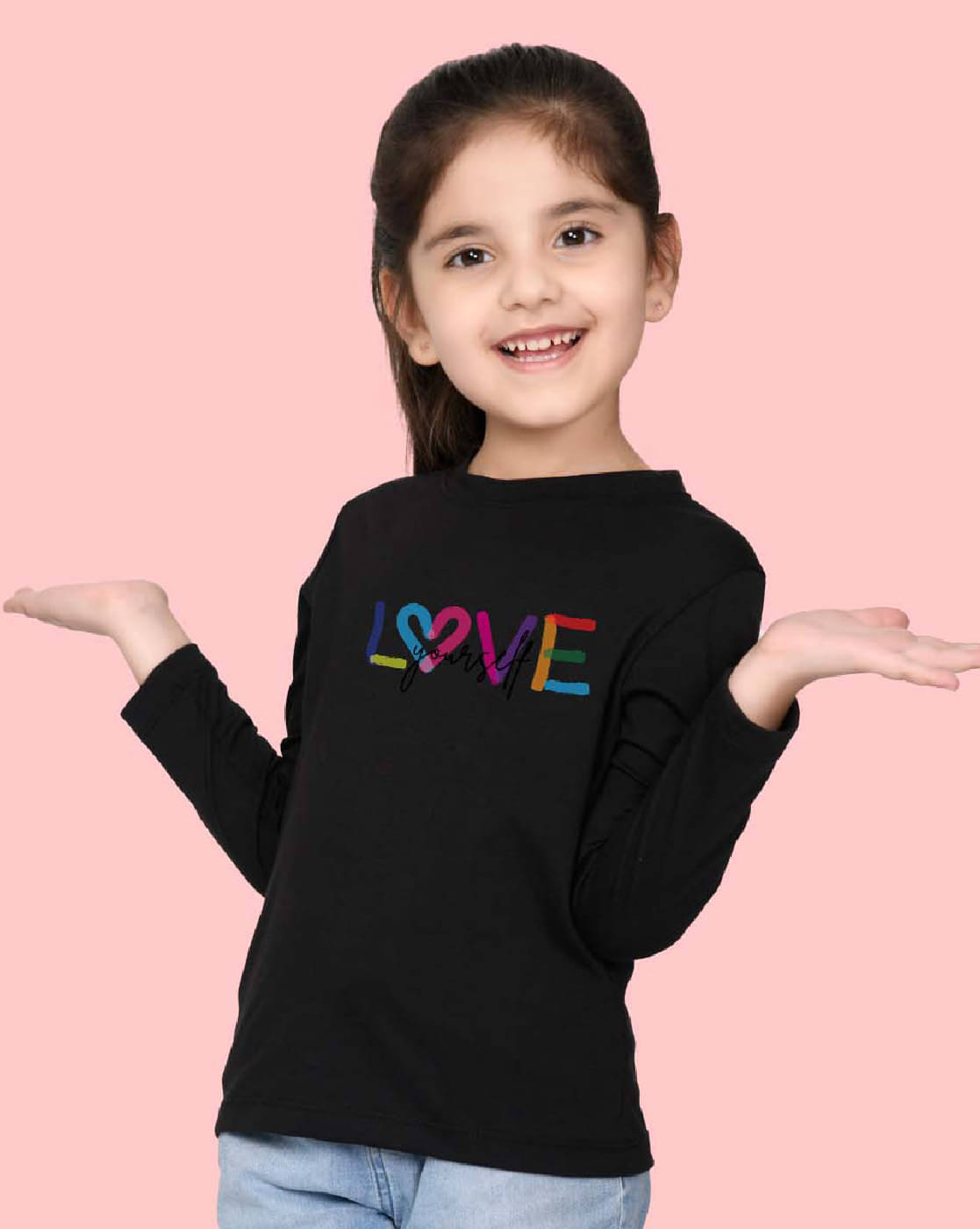     			Nusyl Pack of 1 Girls Cotton Blend T-Shirt ( Black )