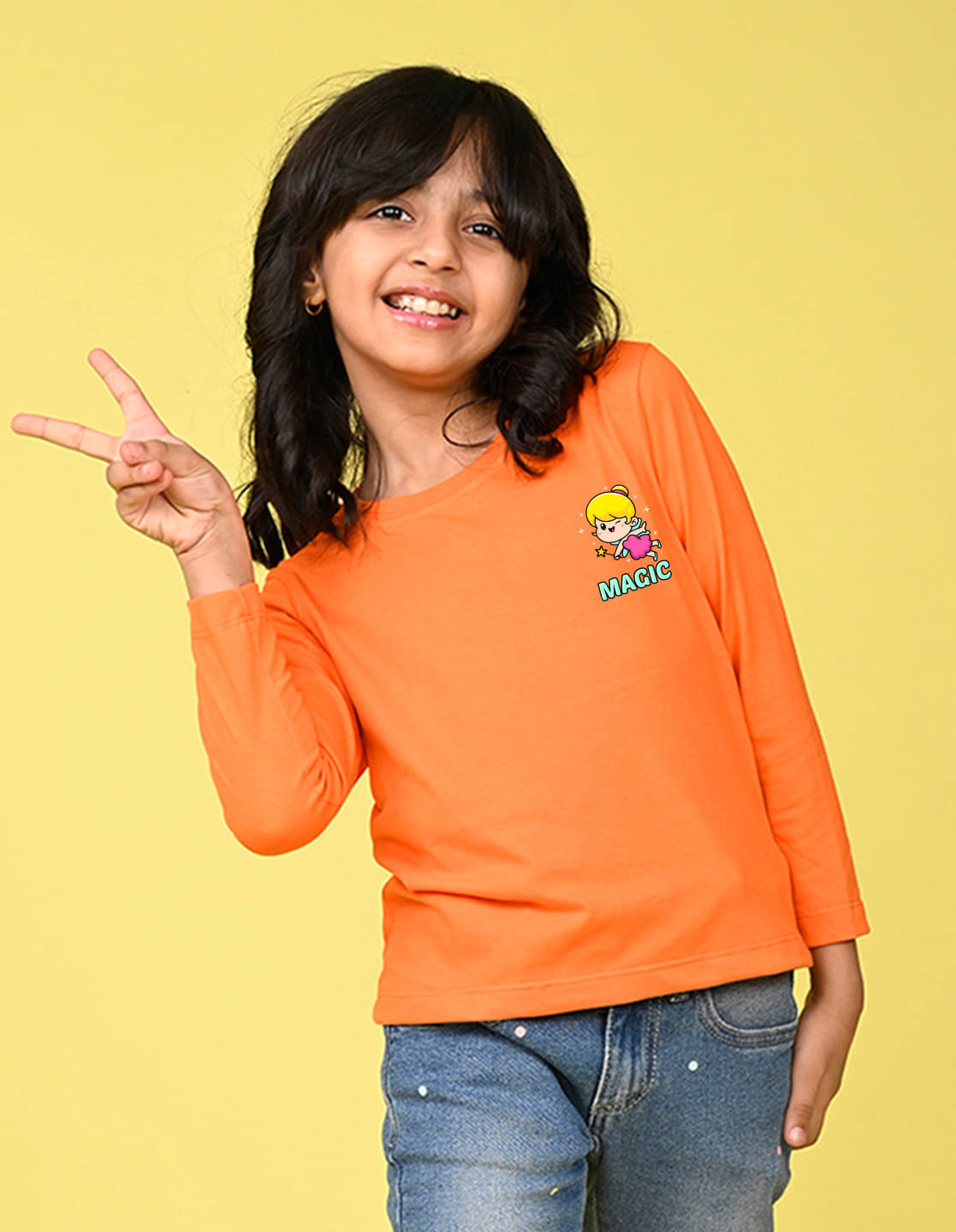     			Nusyl Pack of 1 Girls Cotton Blend T-Shirt ( Orange )