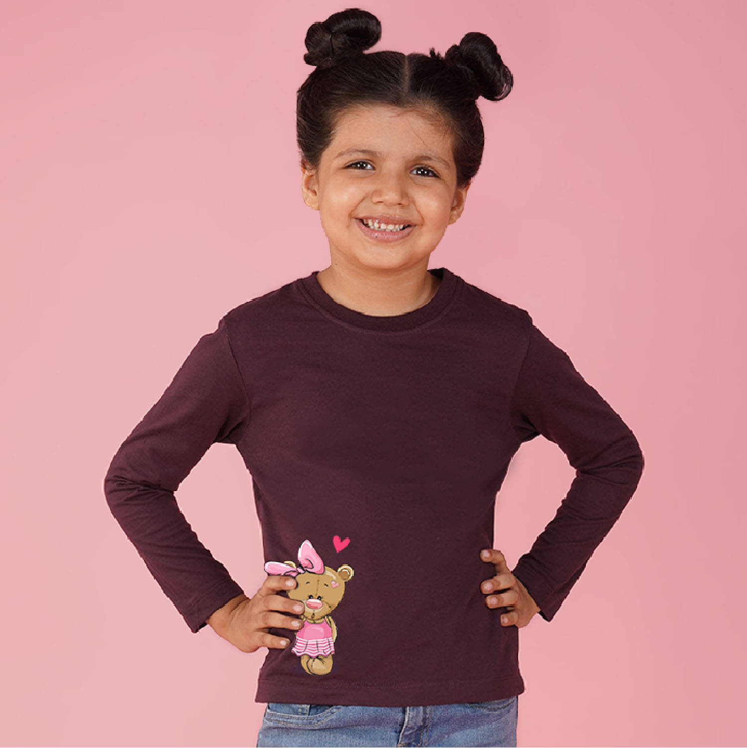     			Nusyl Pack of 1 Girls Cotton Blend T-Shirt ( Maroon )