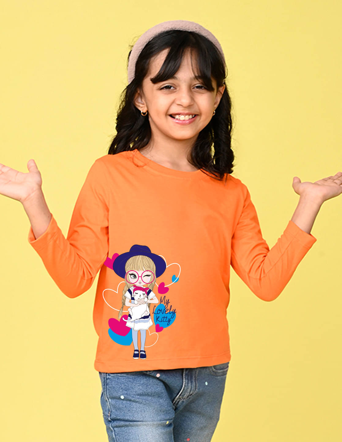     			Nusyl Pack of 1 Girls Cotton Blend T-Shirt ( Orange )