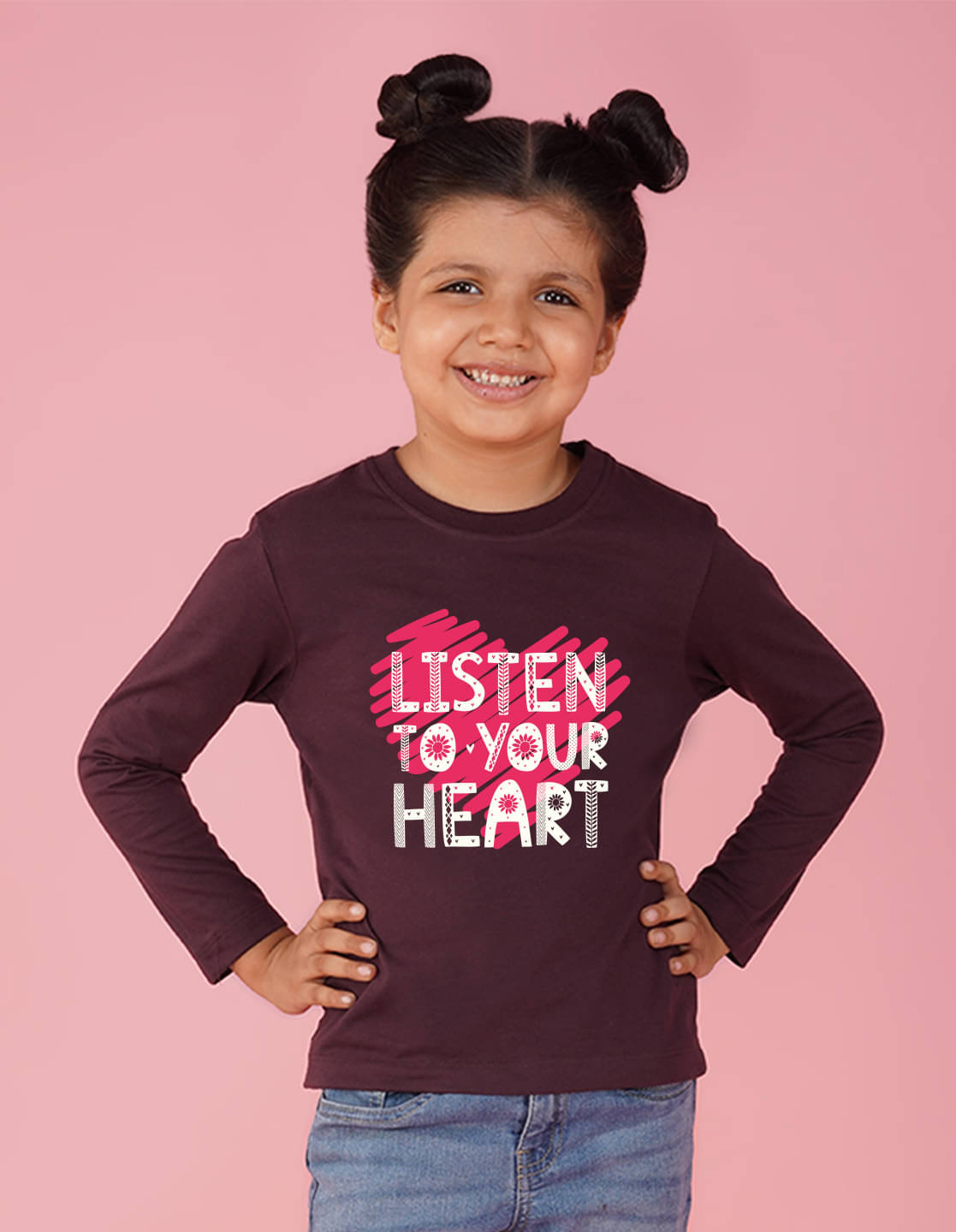     			Nusyl Pack of 1 Girls Cotton Blend T-Shirt ( Maroon )