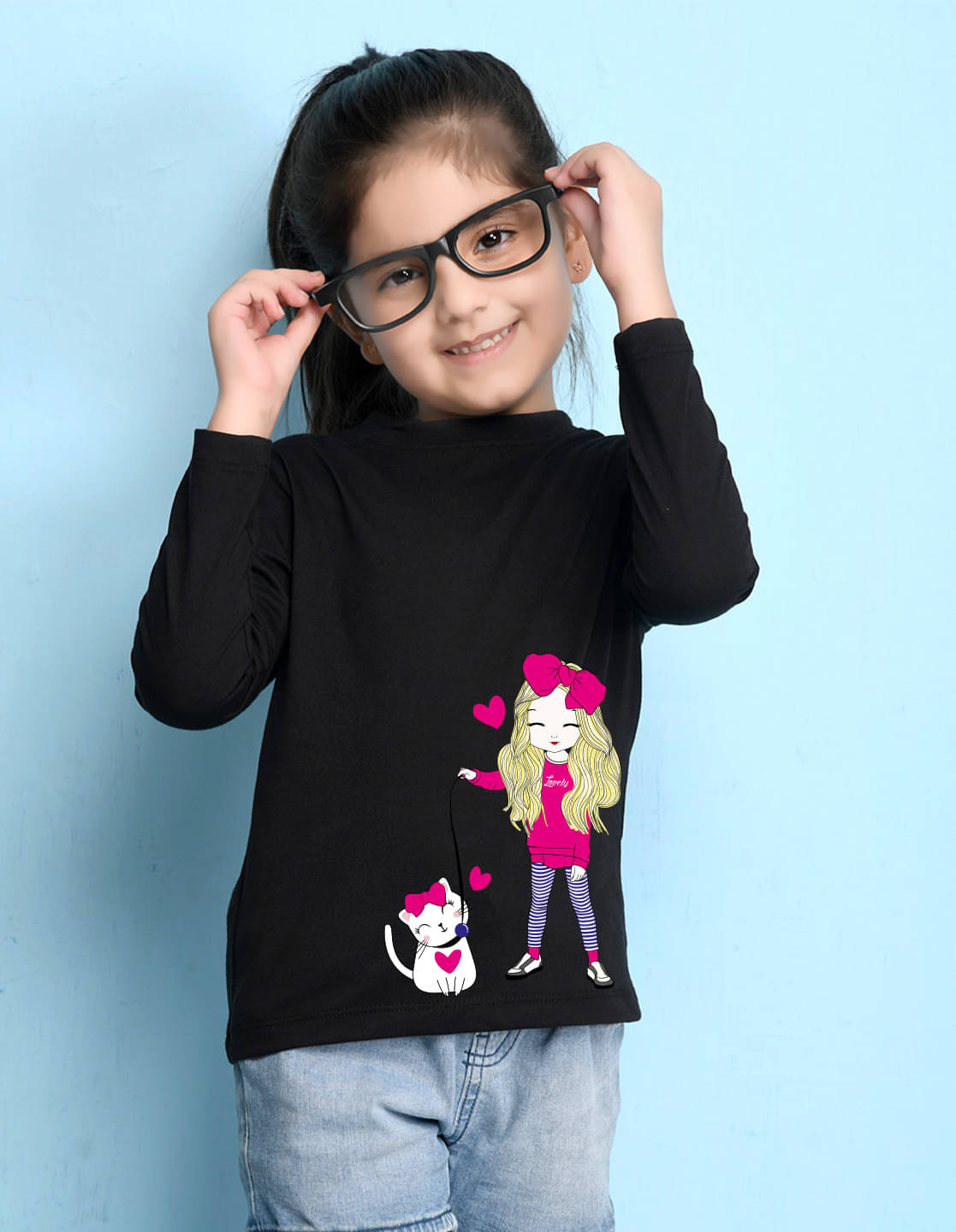     			Nusyl Pack of 1 Girls Cotton Blend T-Shirt ( Black )