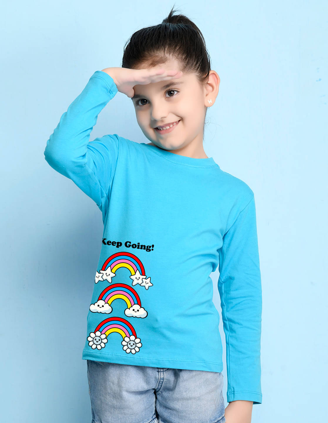     			Nusyl Pack of 1 Girls Cotton Blend T-Shirt ( Blue )