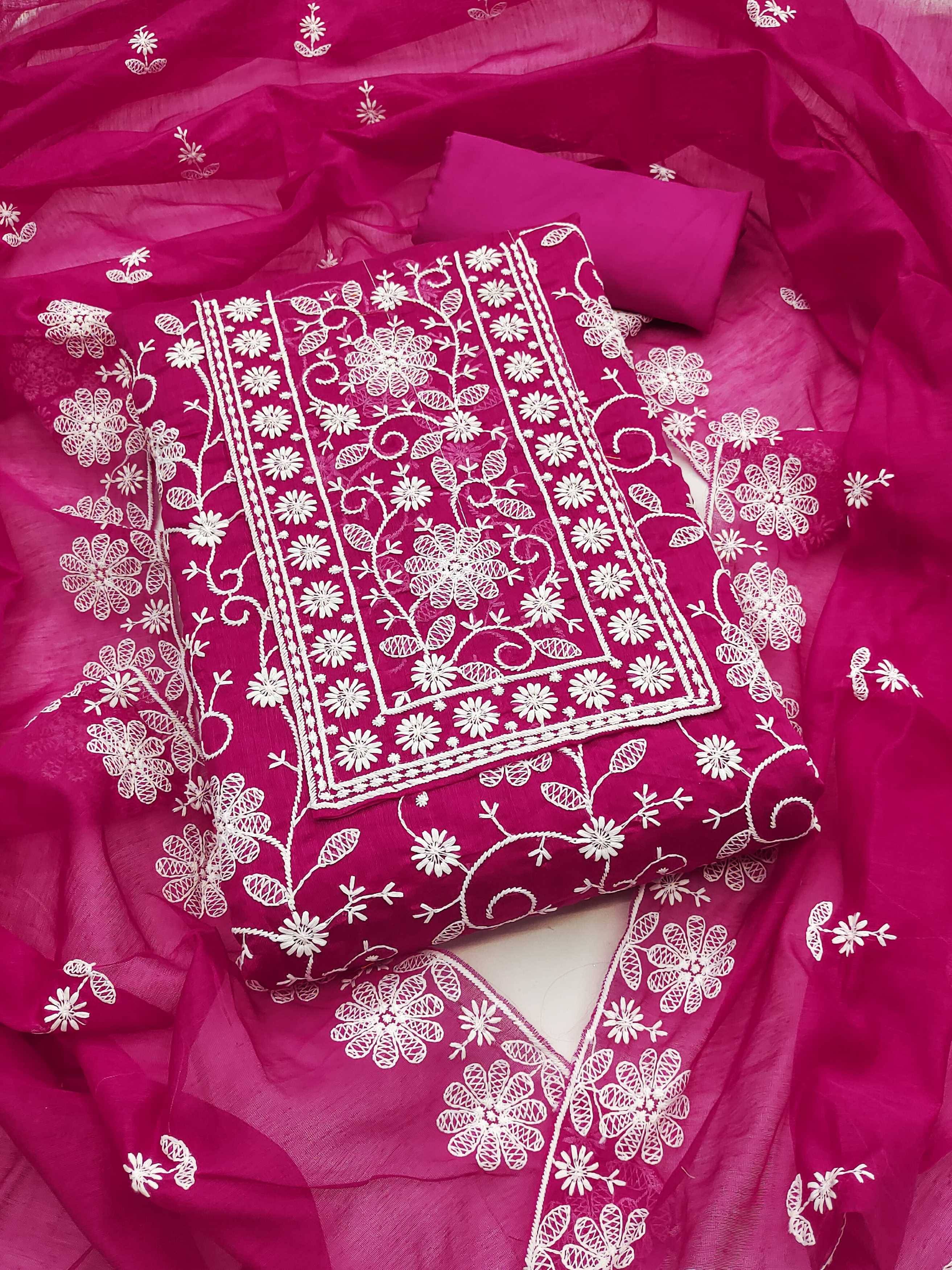     			PANZORA Women Chanderi Unstitched Dress Material ( Pink )