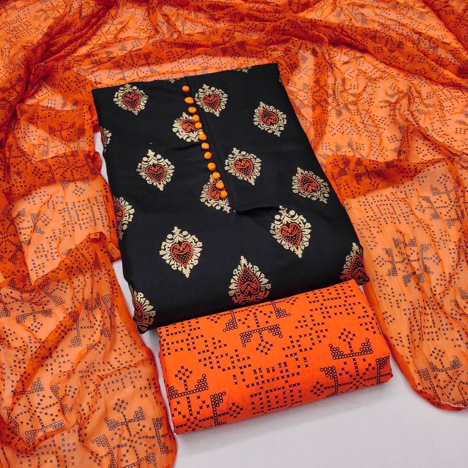     			PANZORA Women Cotton Unstitched Dress Material ( Orange )