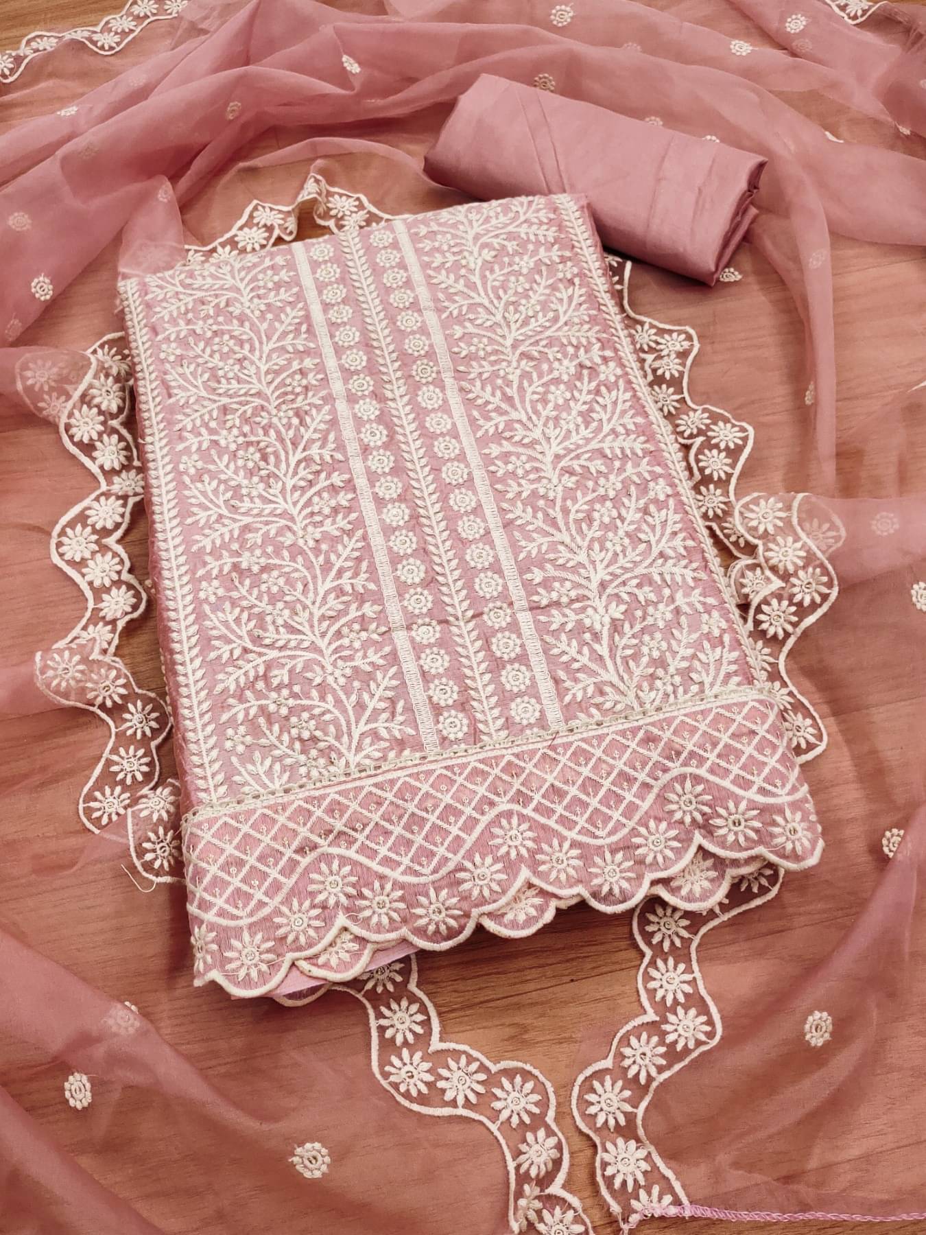 PANZORA Women Cotton Unstitched Dress Material ( Pink )     			PANZORA Women Cotton Unstitched Dress Material ( Pink )