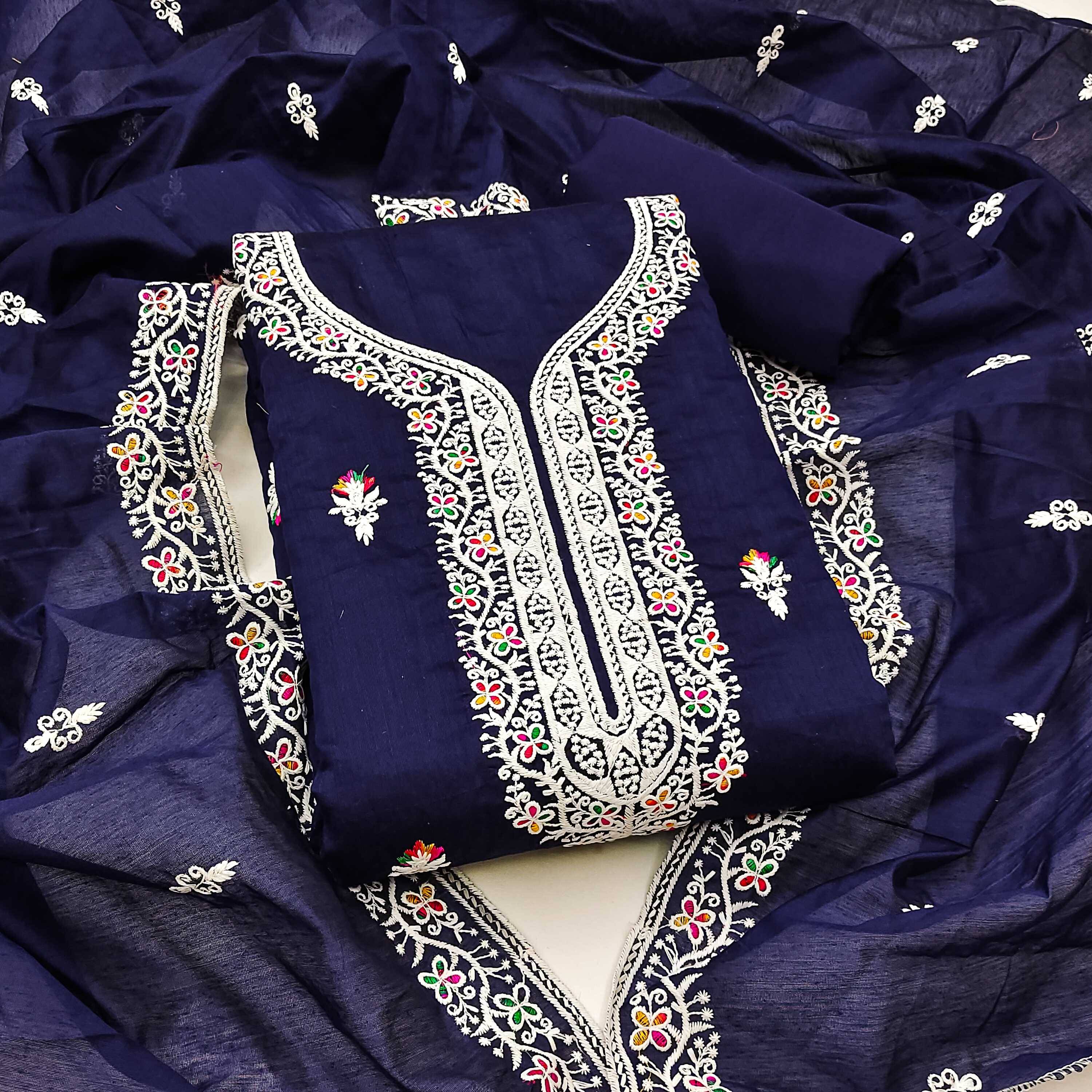     			PANZORA Women Georgette Unstitched Dress Material ( Navy Blue )