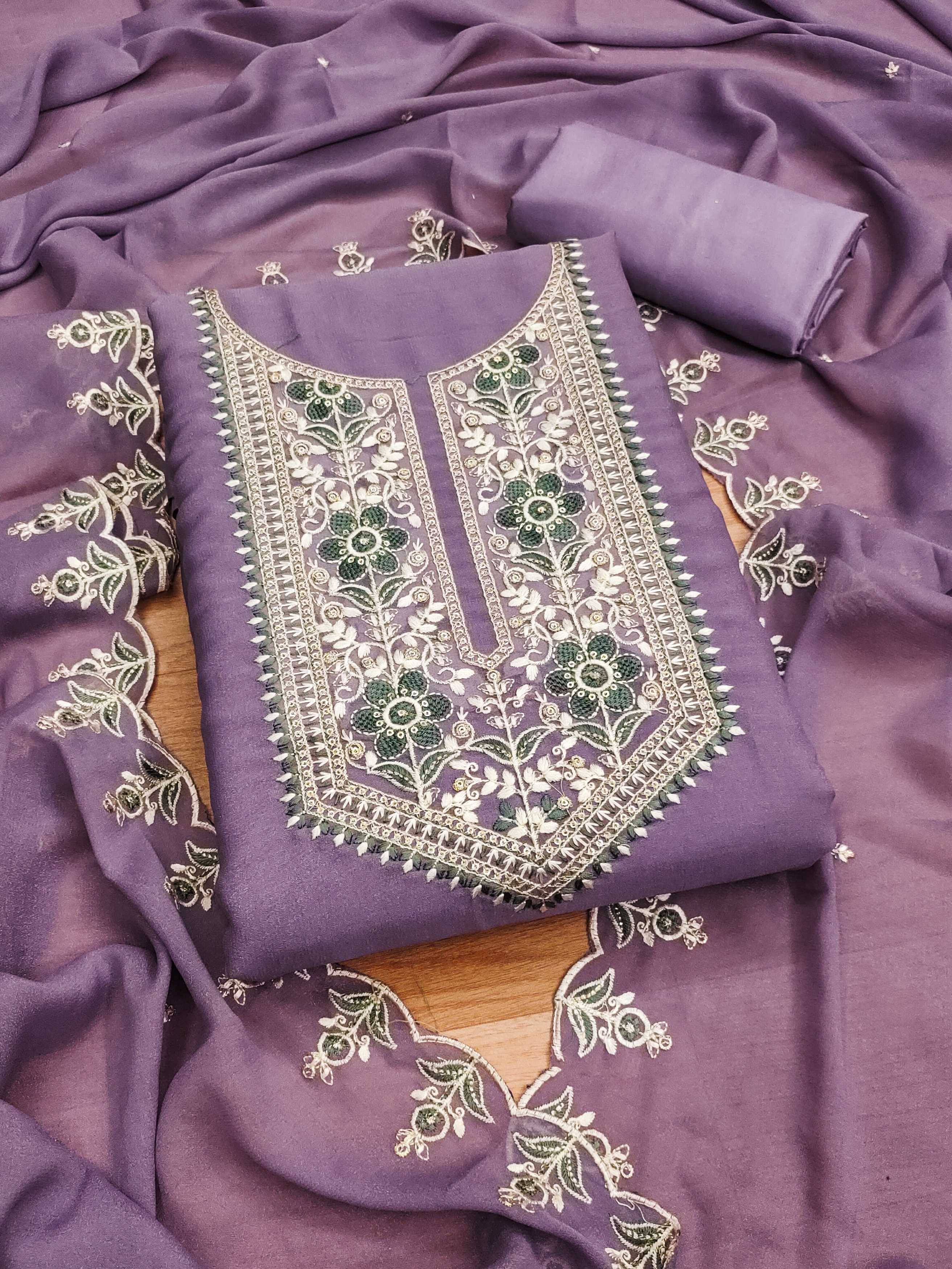     			PANZORA Women Georgette Unstitched Dress Material ( Lavender )