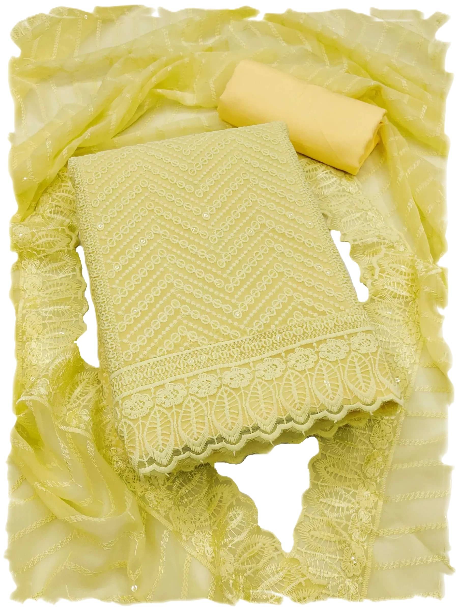     			PANZORA Women Georgette Unstitched Dress Material ( Yellow )