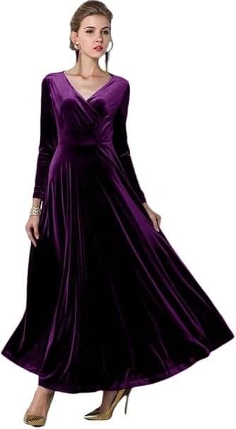 True Westies Women Velvet Solid A-line Dress ( Purple ) True Westies Women Velvet Solid A-line Dress ( Purple )