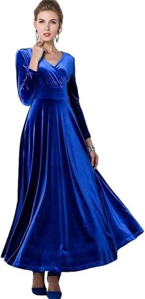     			True Westies Women Velvet Solid A-line Dress ( Blue )