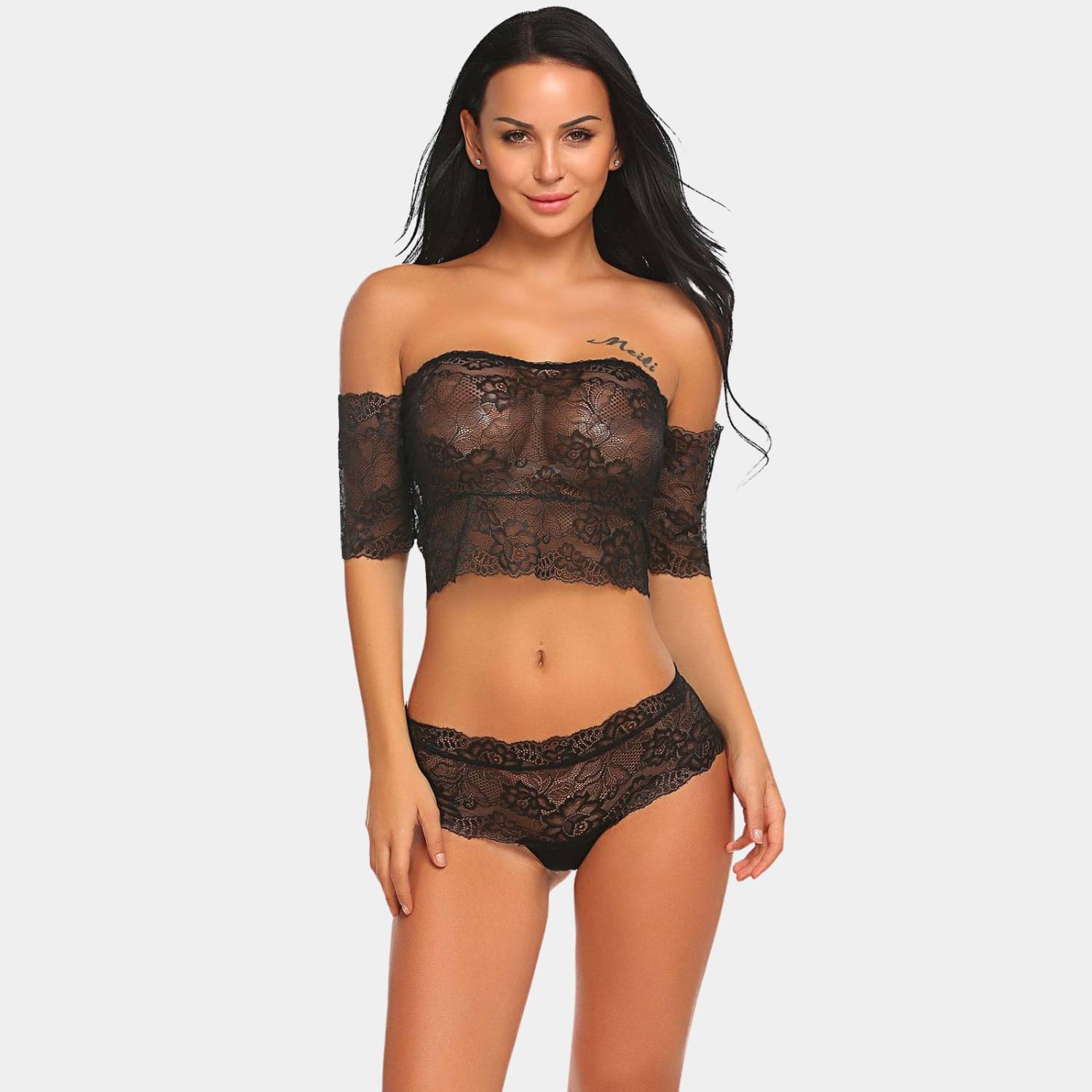 Zerjama Lace Non Padded Bra & Panty Set ( Black , Pack of 1 ) Zerjama Lace Non Padded Bra & Panty Set ( Black , Pack of 1 )