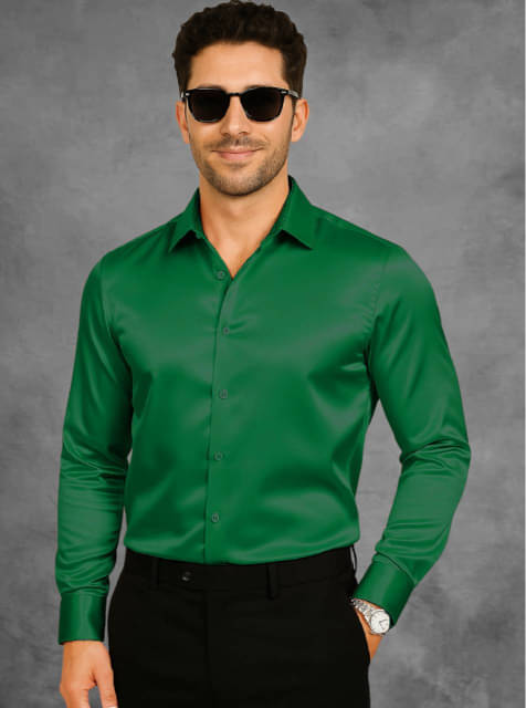 ATTIREVAL Satin Regular Fit Full Sleeves Men's Formal Shirt - Green ( Pack of 1 ) ATTIREVAL Satin Regular Fit Full Sleeves Men's Formal Shirt - Green ( Pack of 1 )