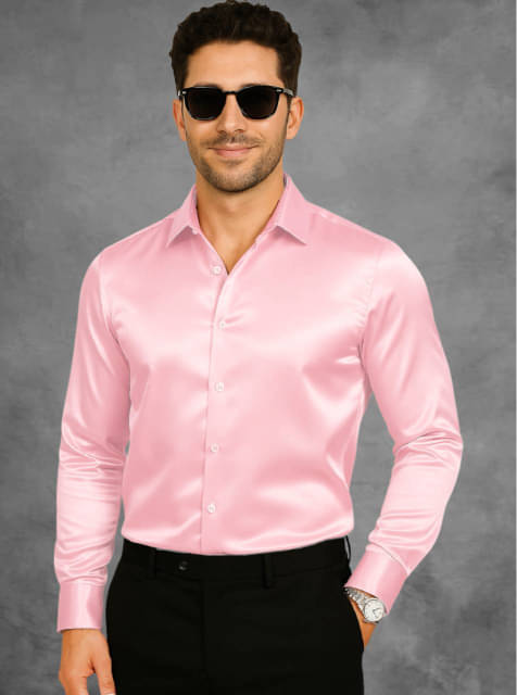 ATTIREVAL Satin Regular Fit Full Sleeves Men's Formal Shirt - Pink ( Pack of 1 ) ATTIREVAL Satin Regular Fit Full Sleeves Men's Formal Shirt - Pink ( Pack of 1 )