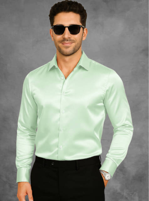     			ATTIREVAL Satin Regular Fit Full Sleeves Men's Formal Shirt - Mint Green ( Pack of 1 )